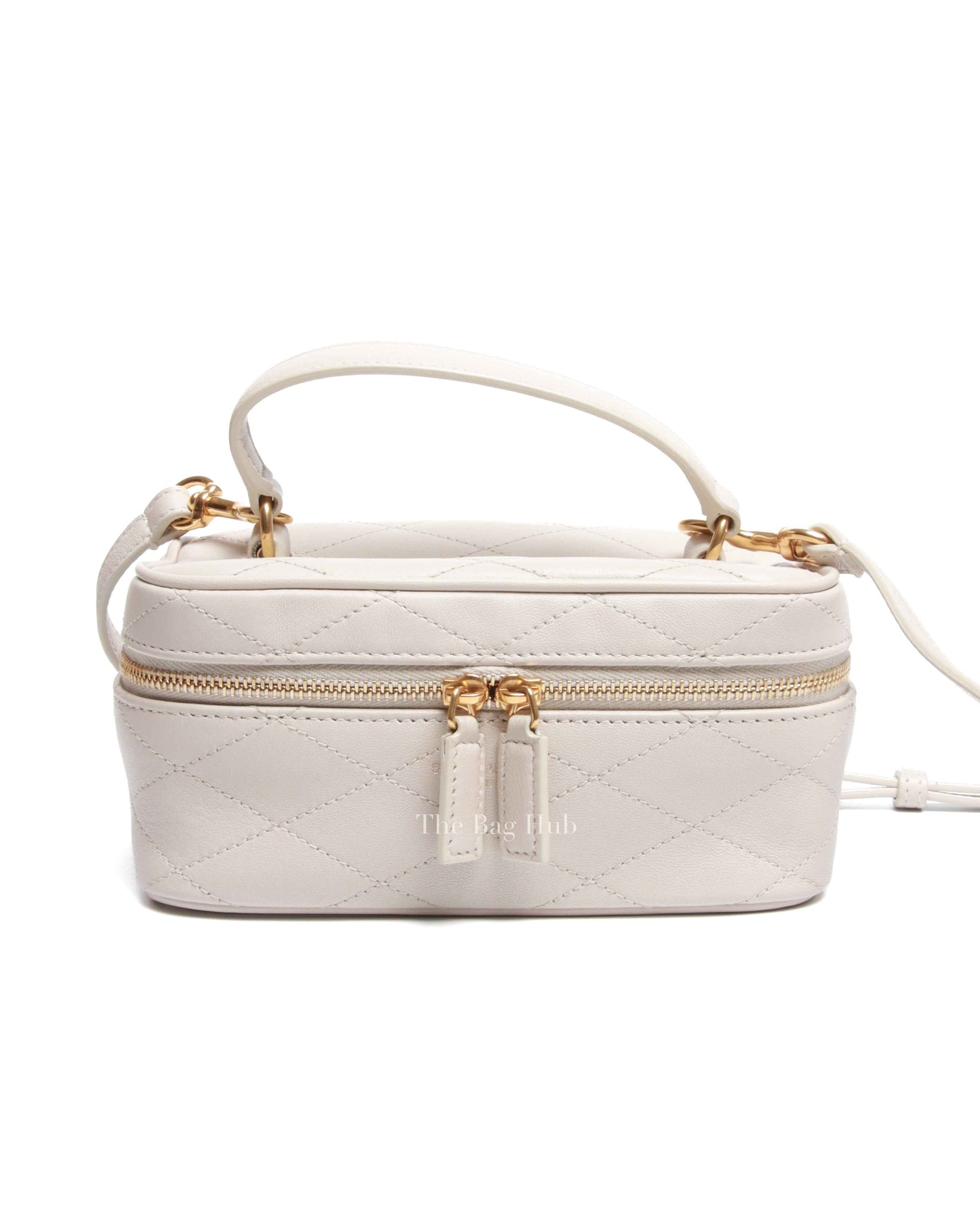 Saint Laurent White Quilted Lambskin Mini Vanity Case