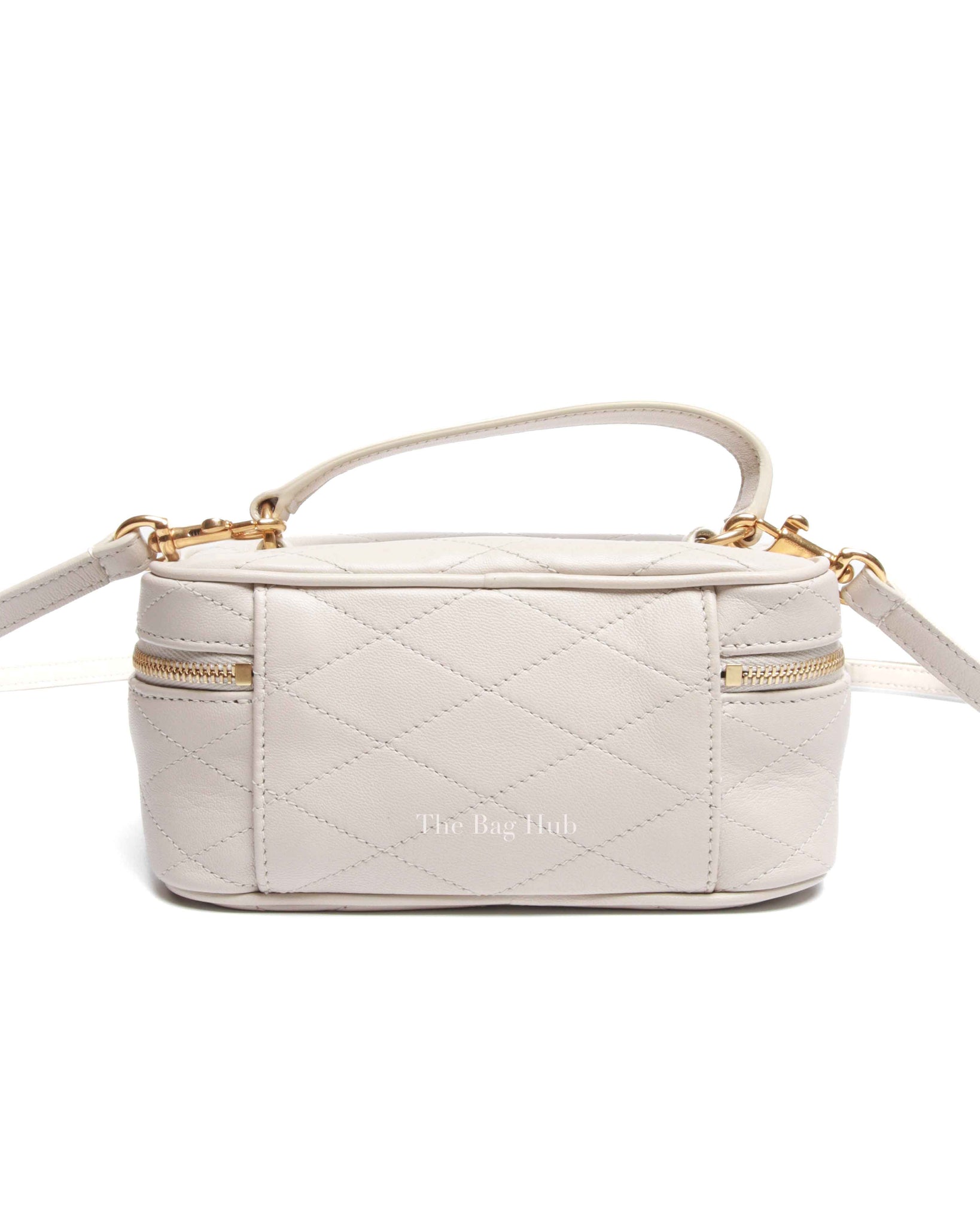 Saint Laurent White Quilted Lambskin Mini Vanity Case