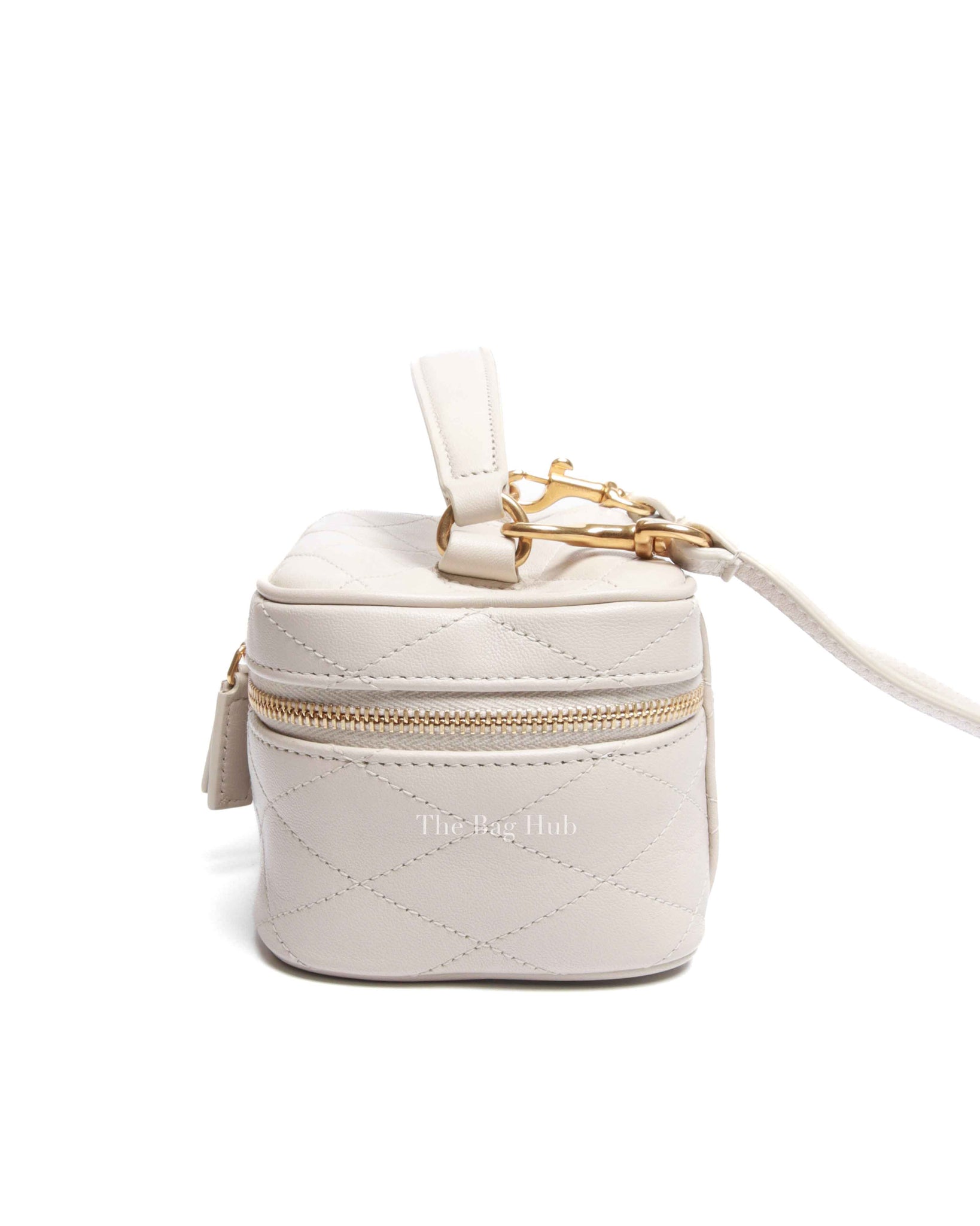 Saint Laurent White Quilted Lambskin Mini Vanity Case