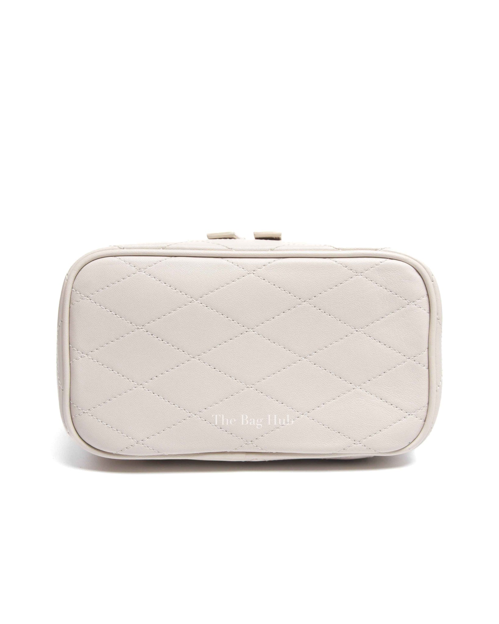 Saint Laurent White Quilted Lambskin Mini Vanity Case