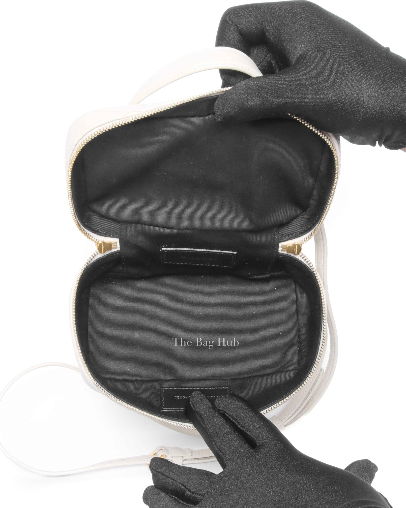 Saint Laurent White Quilted Lambskin Mini Vanity Case