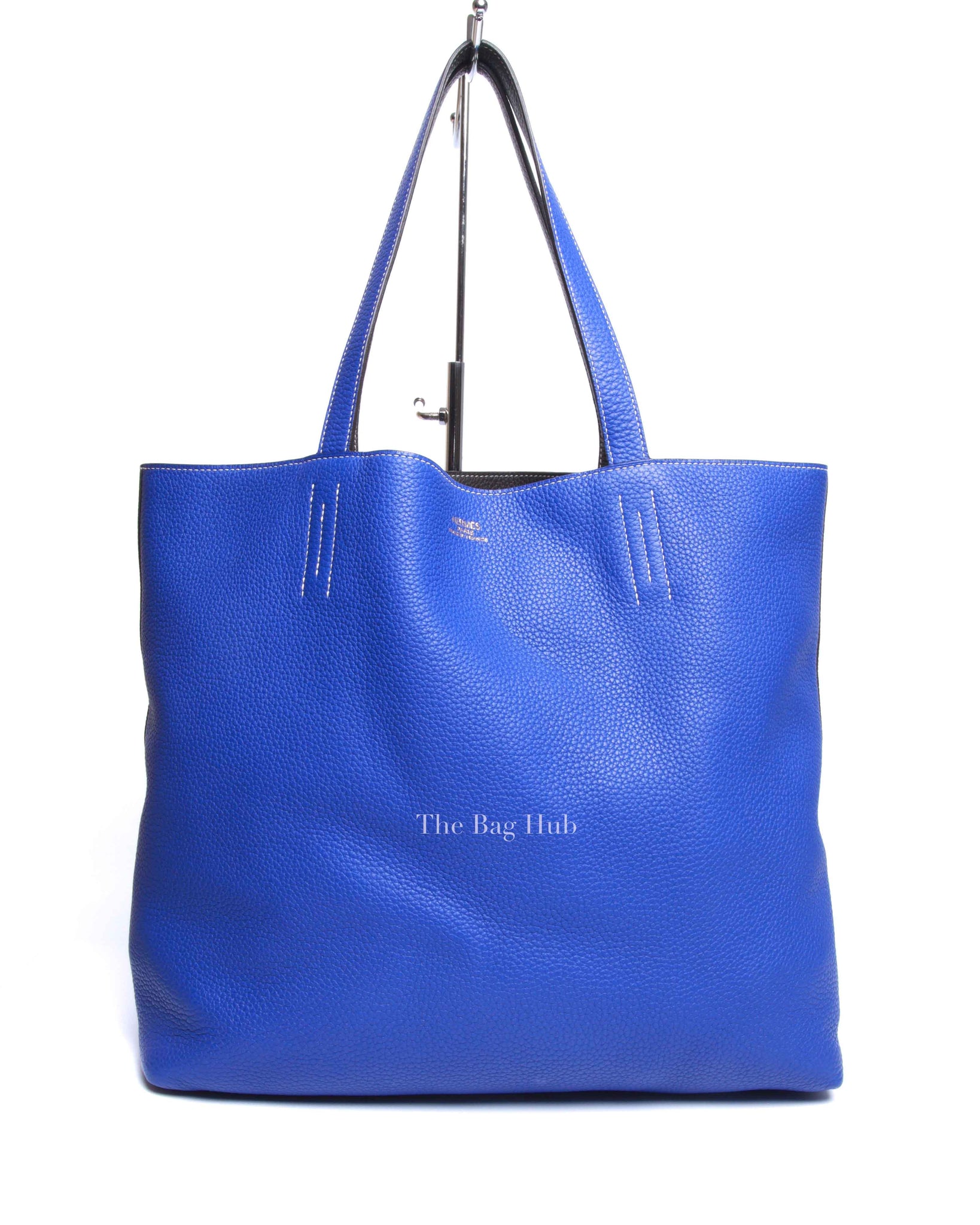 Hermes Bleu Electrique/Graphite Clemence Double Sens 45 Reversible Tote Bag