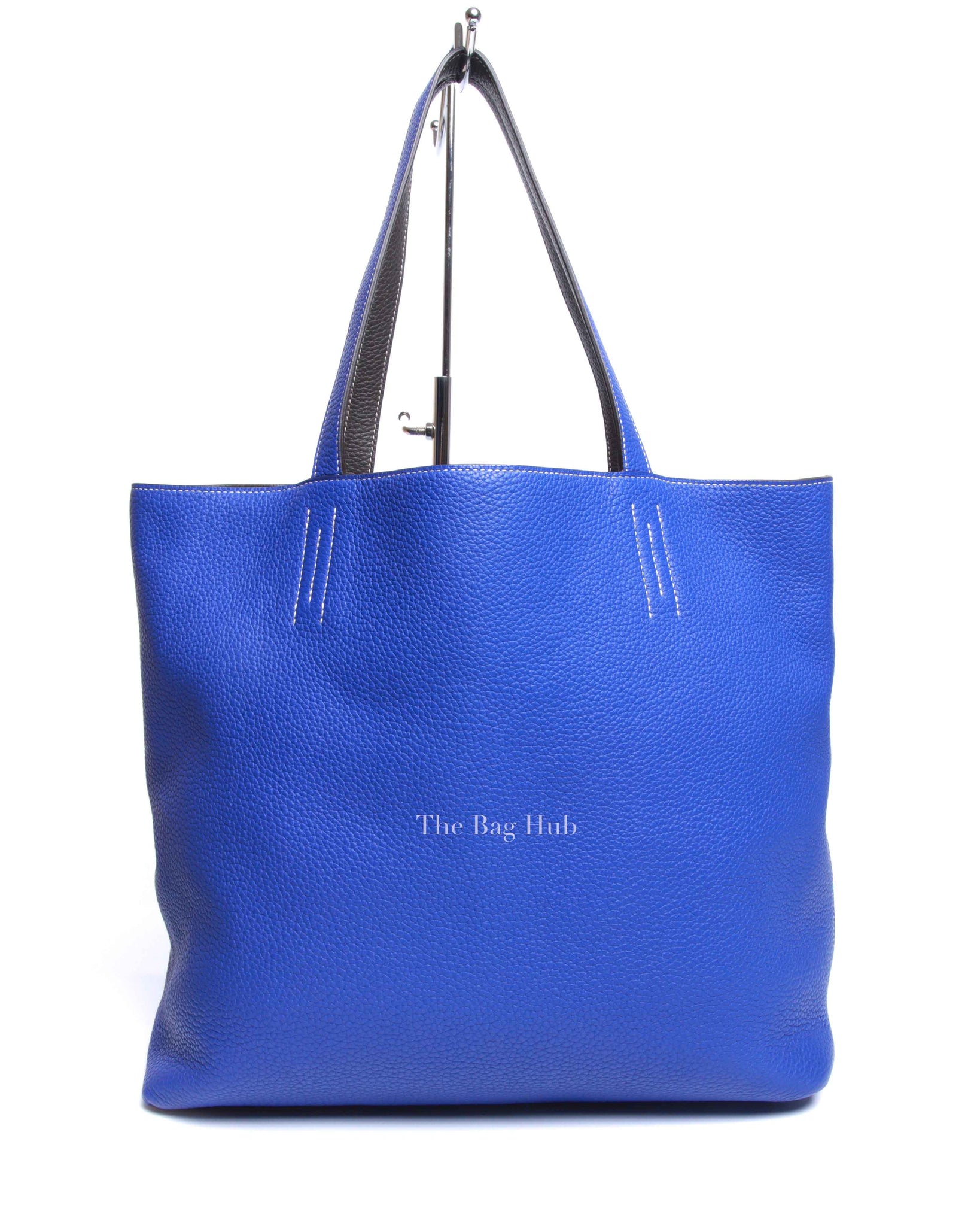 Hermes Bleu Electrique/Graphite Clemence Double Sens 45 Reversible Tote Bag