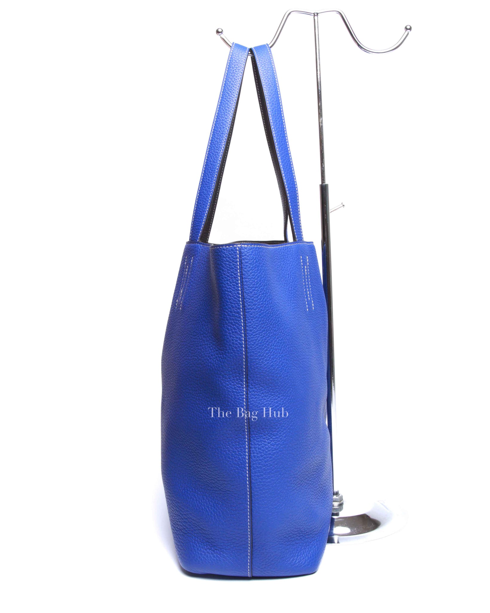 Hermes Bleu Electrique/Graphite Clemence Double Sens 45 Reversible Tote Bag