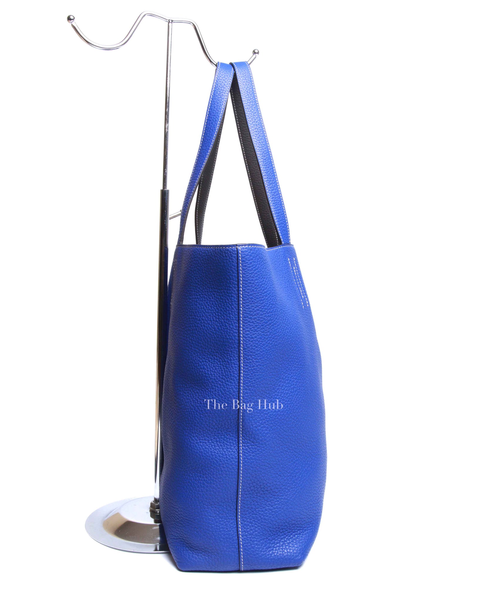 Hermes Bleu Electrique/Graphite Clemence Double Sens 45 Reversible Tote Bag