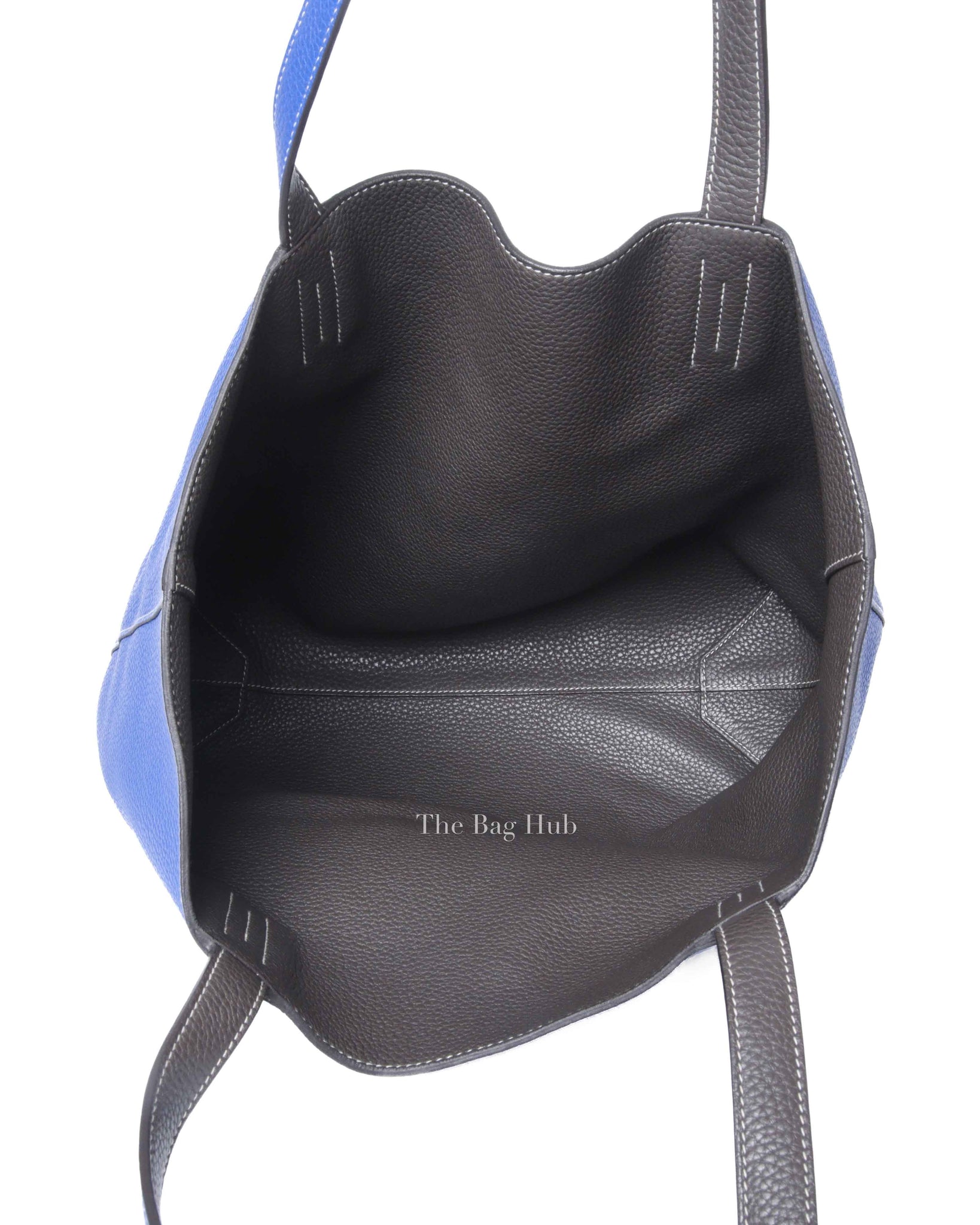 Hermes Bleu Electrique/Graphite Clemence Double Sens 45 Reversible Tote Bag