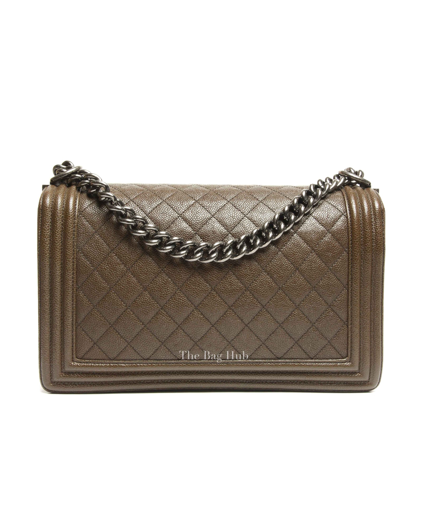 Chanel Olive Green Caviar Quilted Large Le Boy Bag RHW