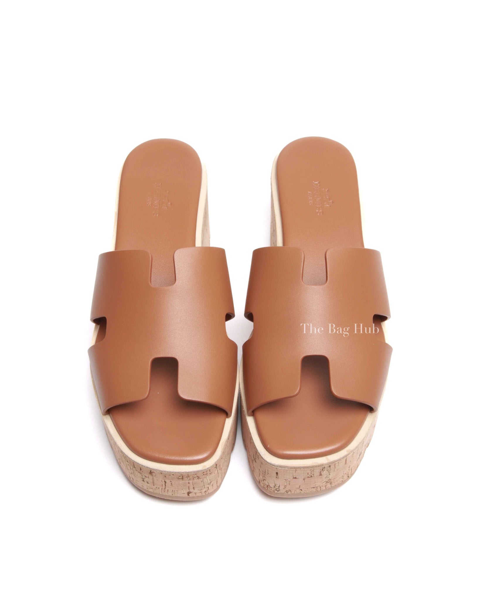 Hermes Gold Leather Eze 30 Sandals Size 39