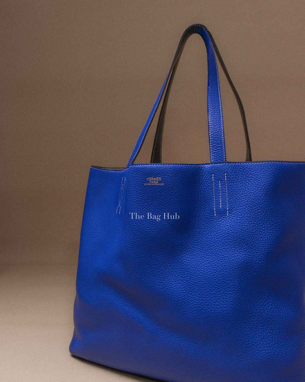 Hermes Bleu Electrique/Graphite Clemence Double Sens 45 Reversible Tote Bag