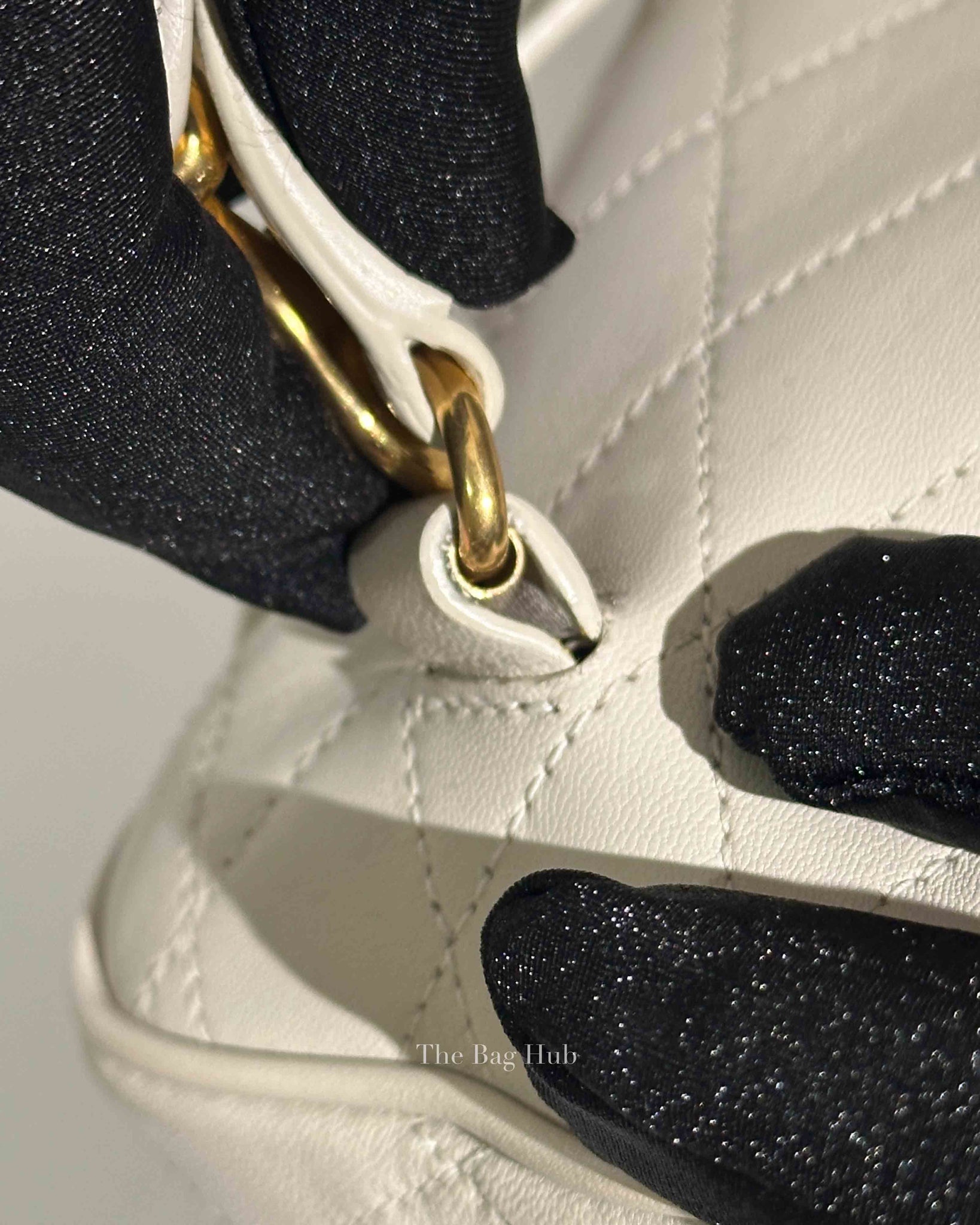 Saint Laurent White Quilted Lambskin Mini Vanity Case