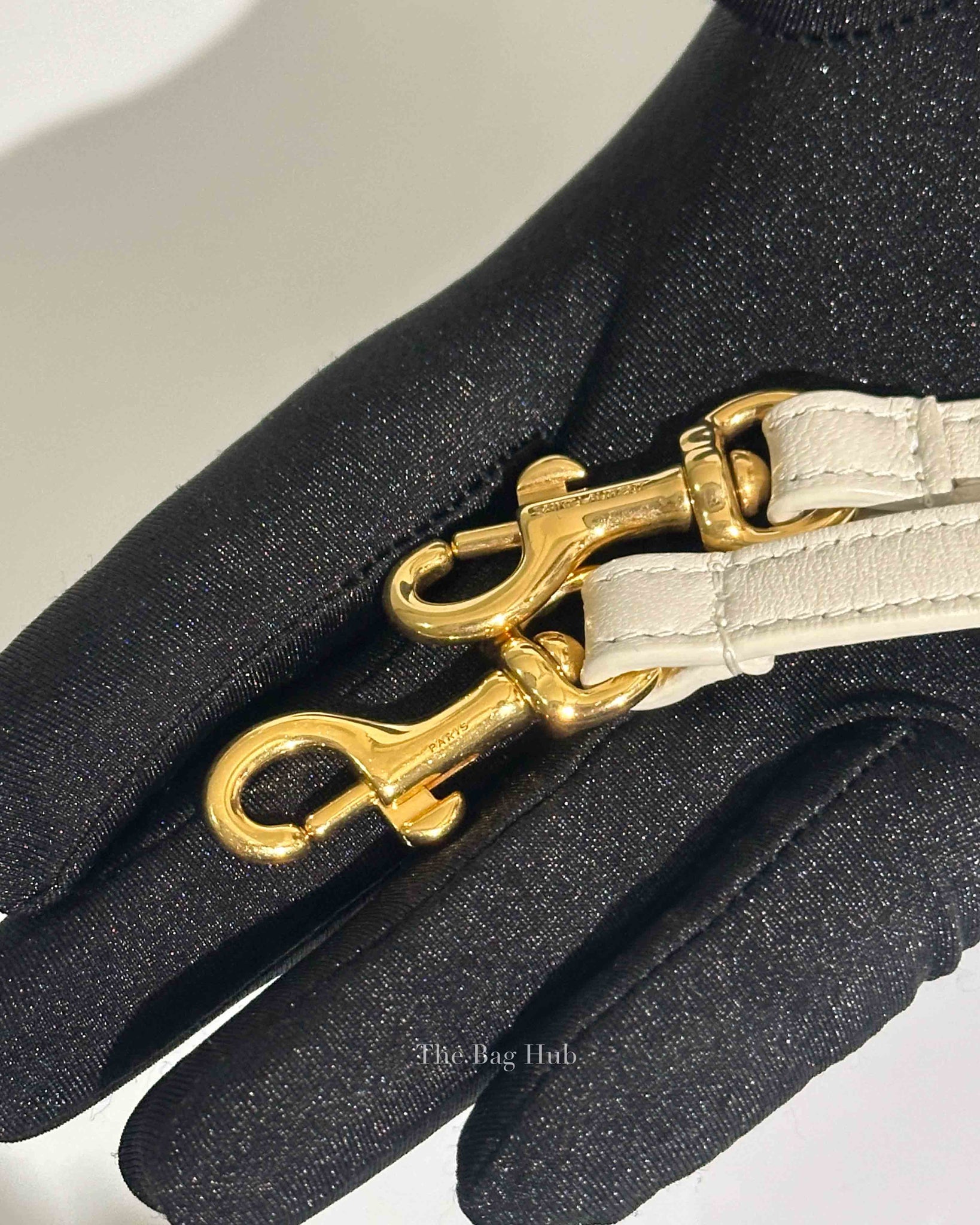 Saint Laurent White Quilted Lambskin Mini Vanity Case