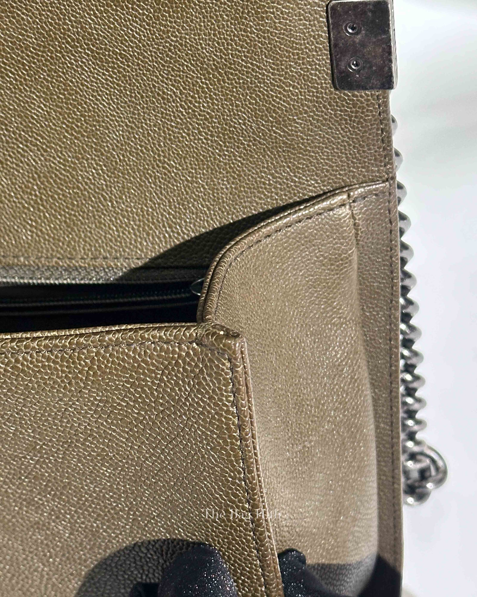 Chanel Olive Green Caviar Quilted Large Le Boy Bag RHW