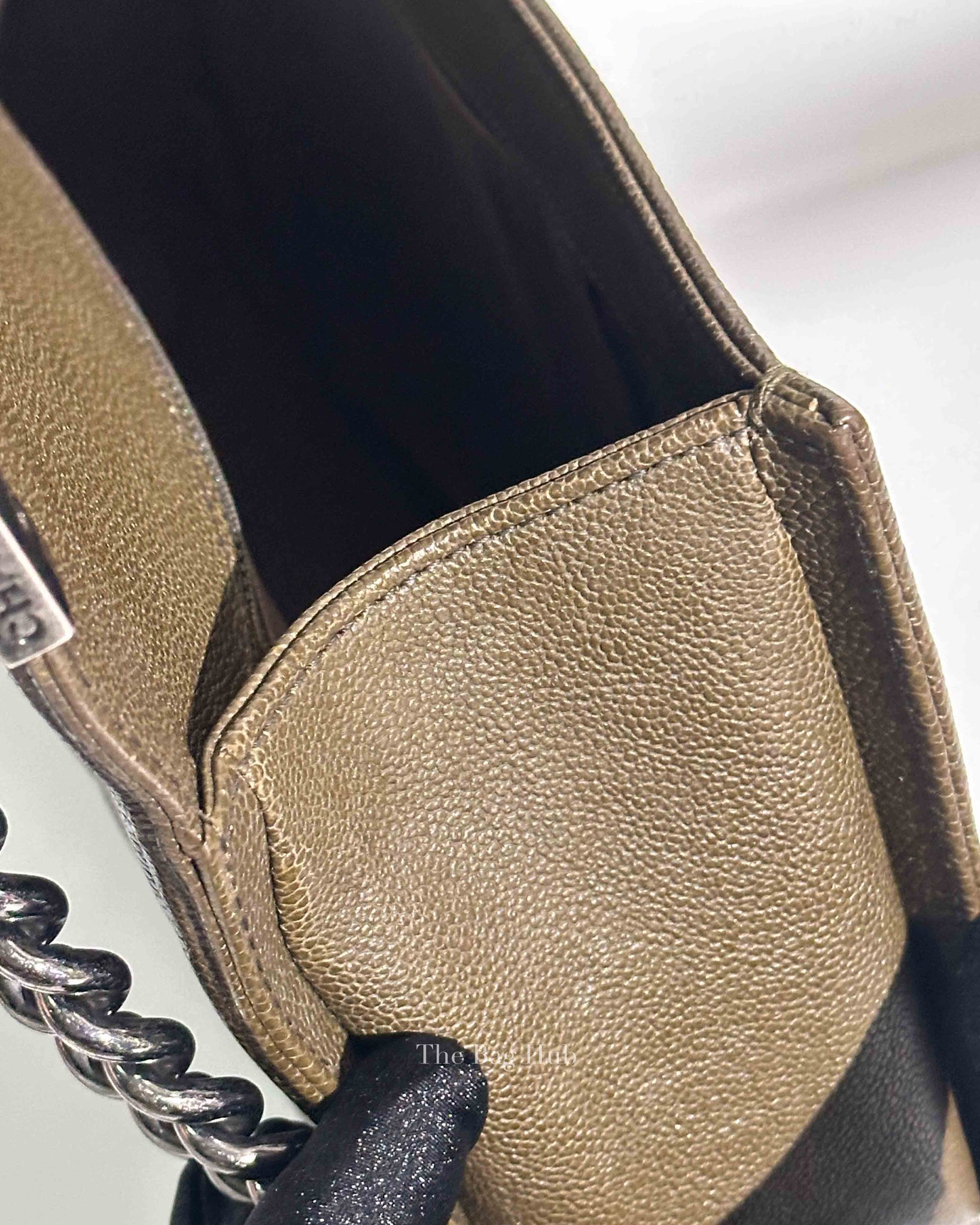 Chanel Olive Green Caviar Quilted Large Le Boy Bag RHW