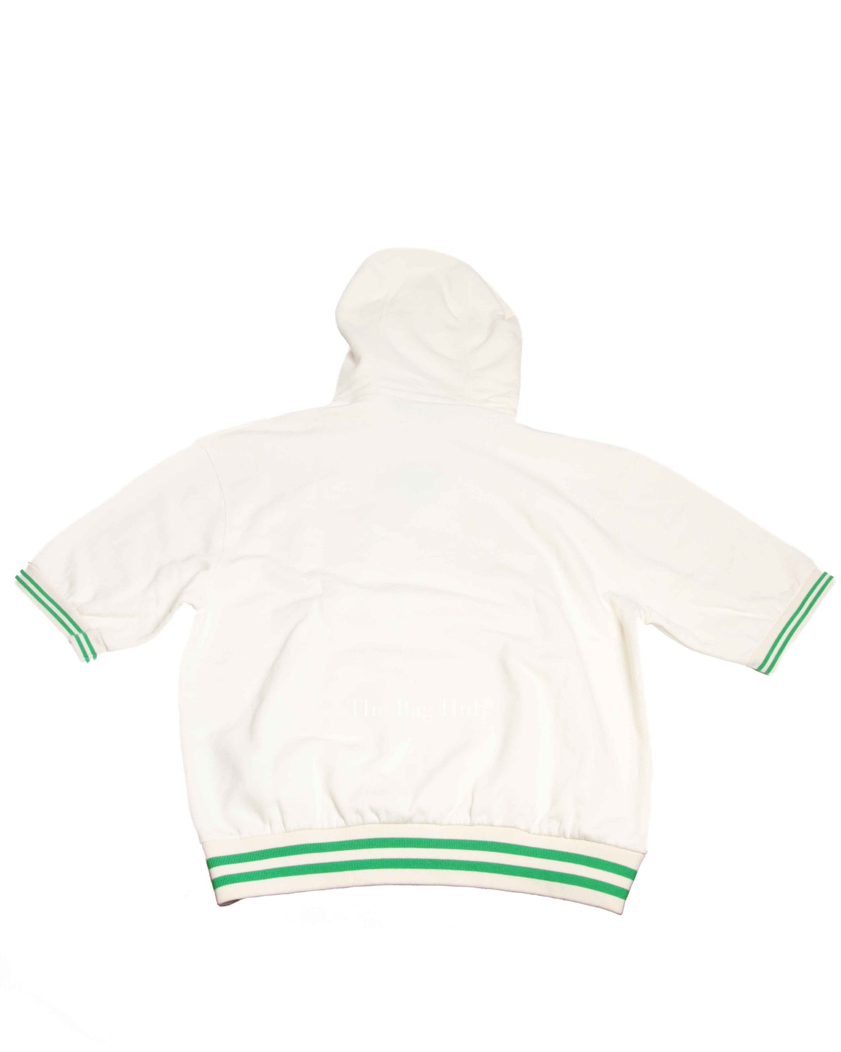 Gucci White/Green Embroidered Cotton GG Hoodies XS