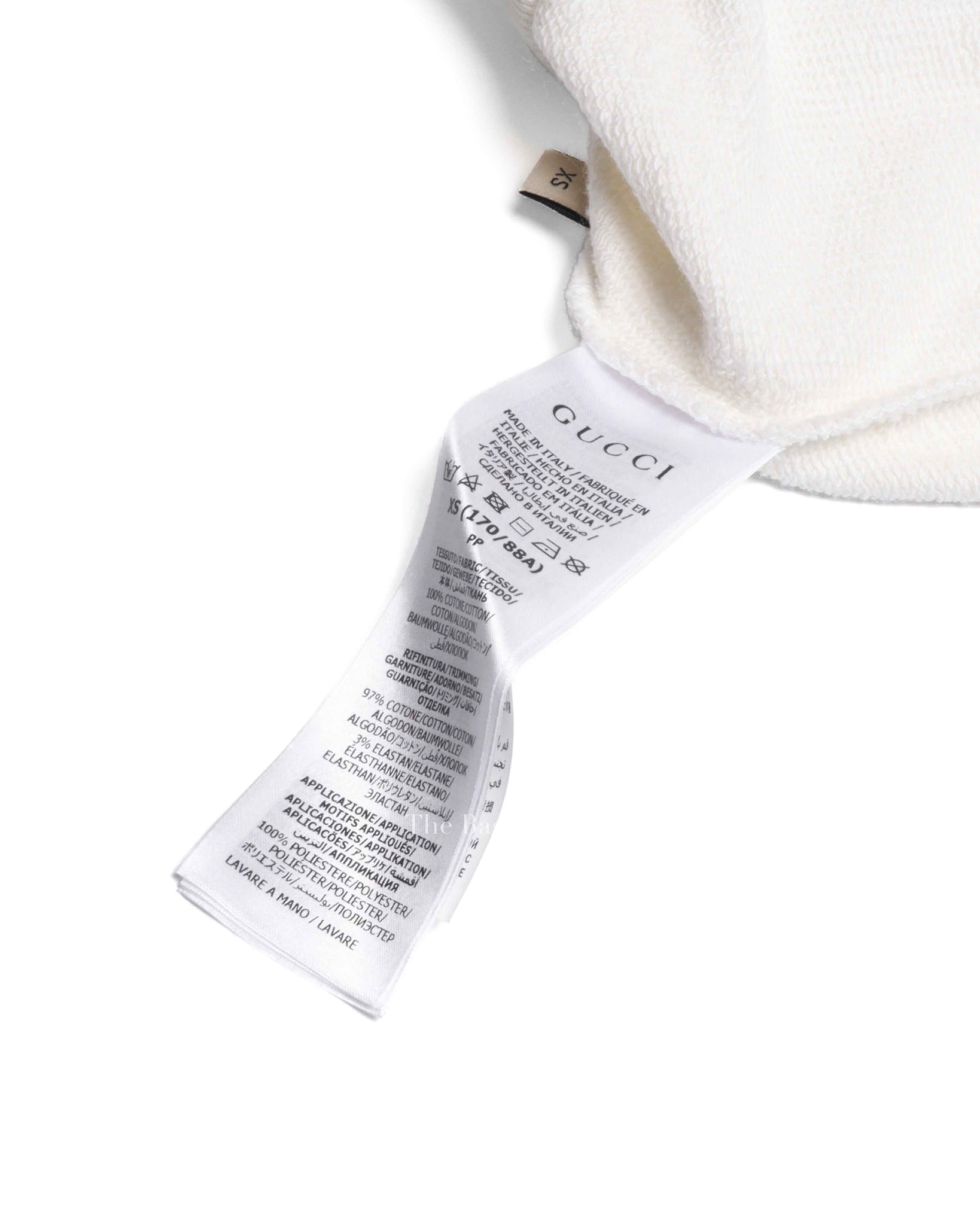 Gucci White/Green Embroidered Cotton GG Hoodies XS