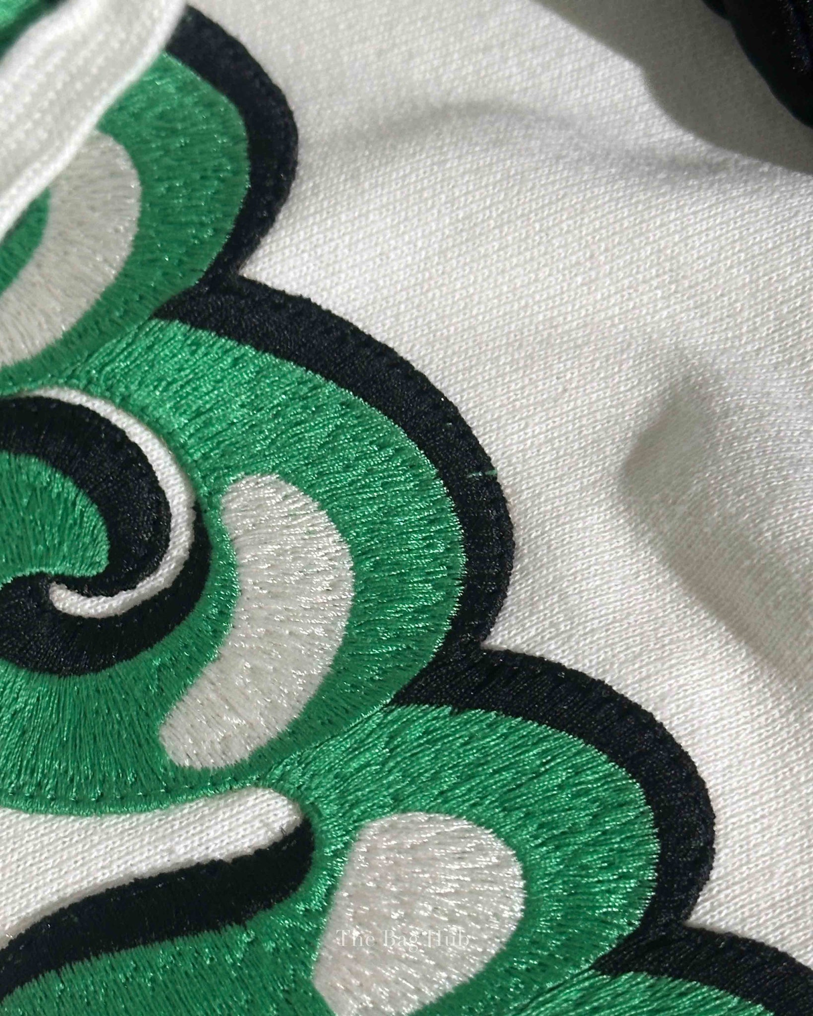 Gucci White/Green Embroidered Cotton GG Hoodies XS