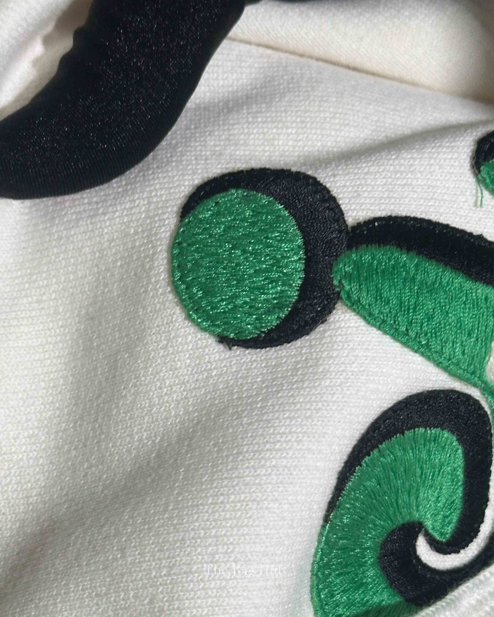 Gucci White/Green Embroidered Cotton GG Hoodies XS