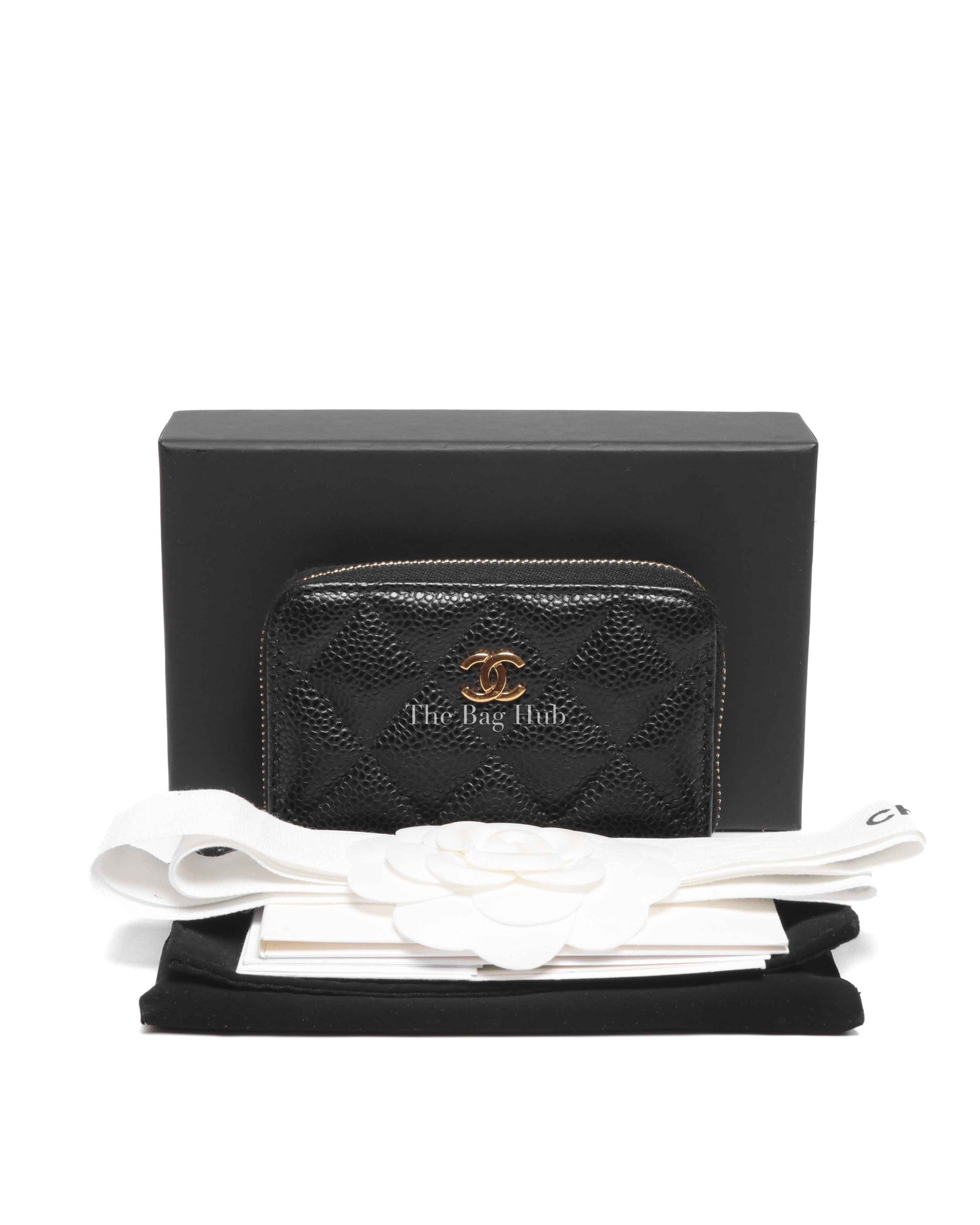 Chanel Black Caviar Quilted Classic Zipped Coin Purse GHW