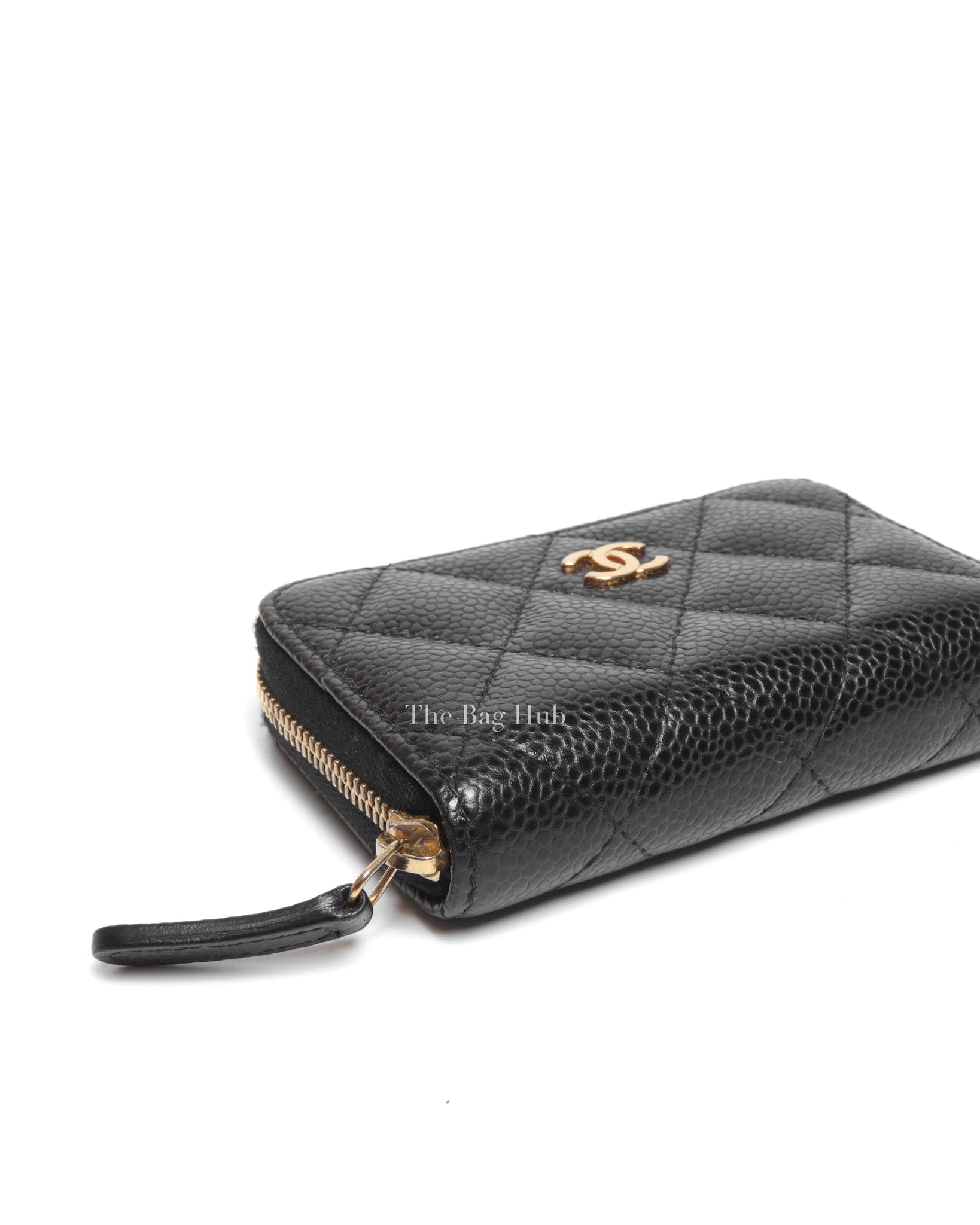 Chanel Black Caviar Quilted Classic Zipped Coin Purse GHW