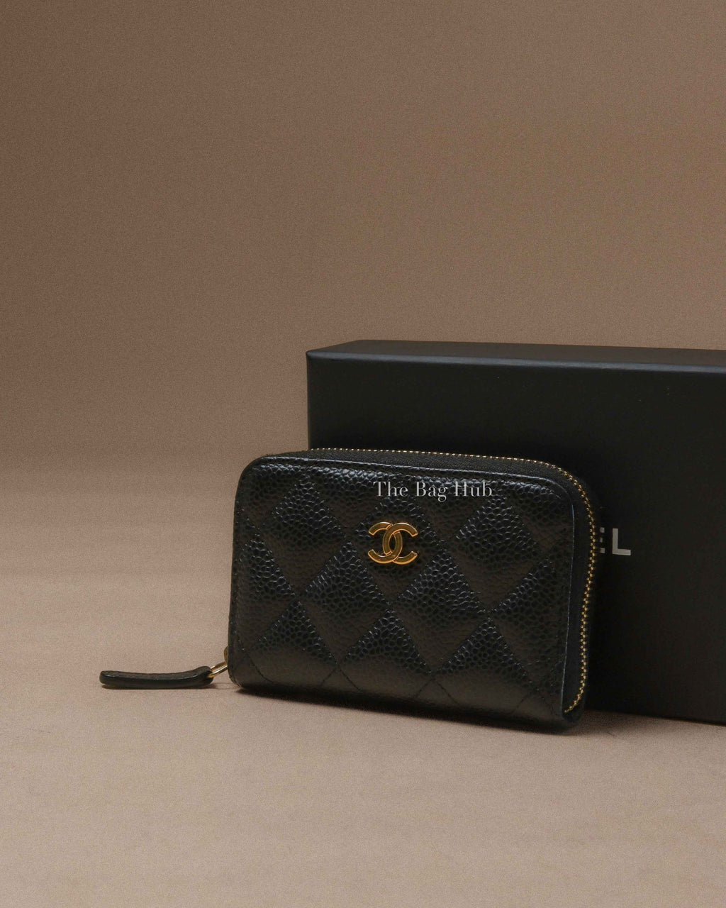 Chanel Black Caviar Quilted Classic Zipped Coin Purse GHW