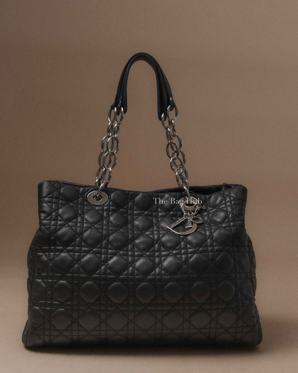 Dior Black Cannage Lambskin Soft Shopping Tote Bag