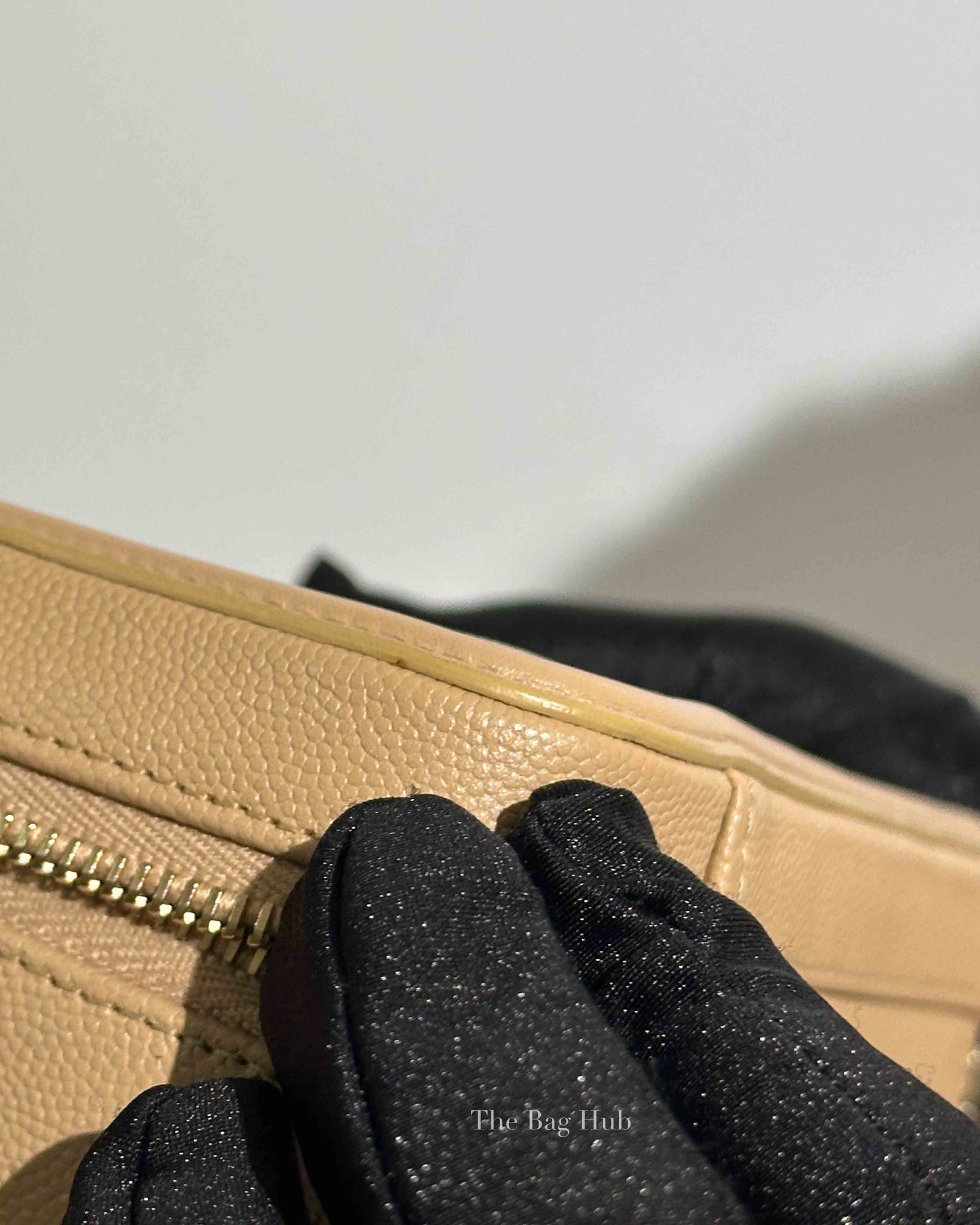 Chanel Beige Caviar Quilted Small CC Filigree Vanity Case GHW