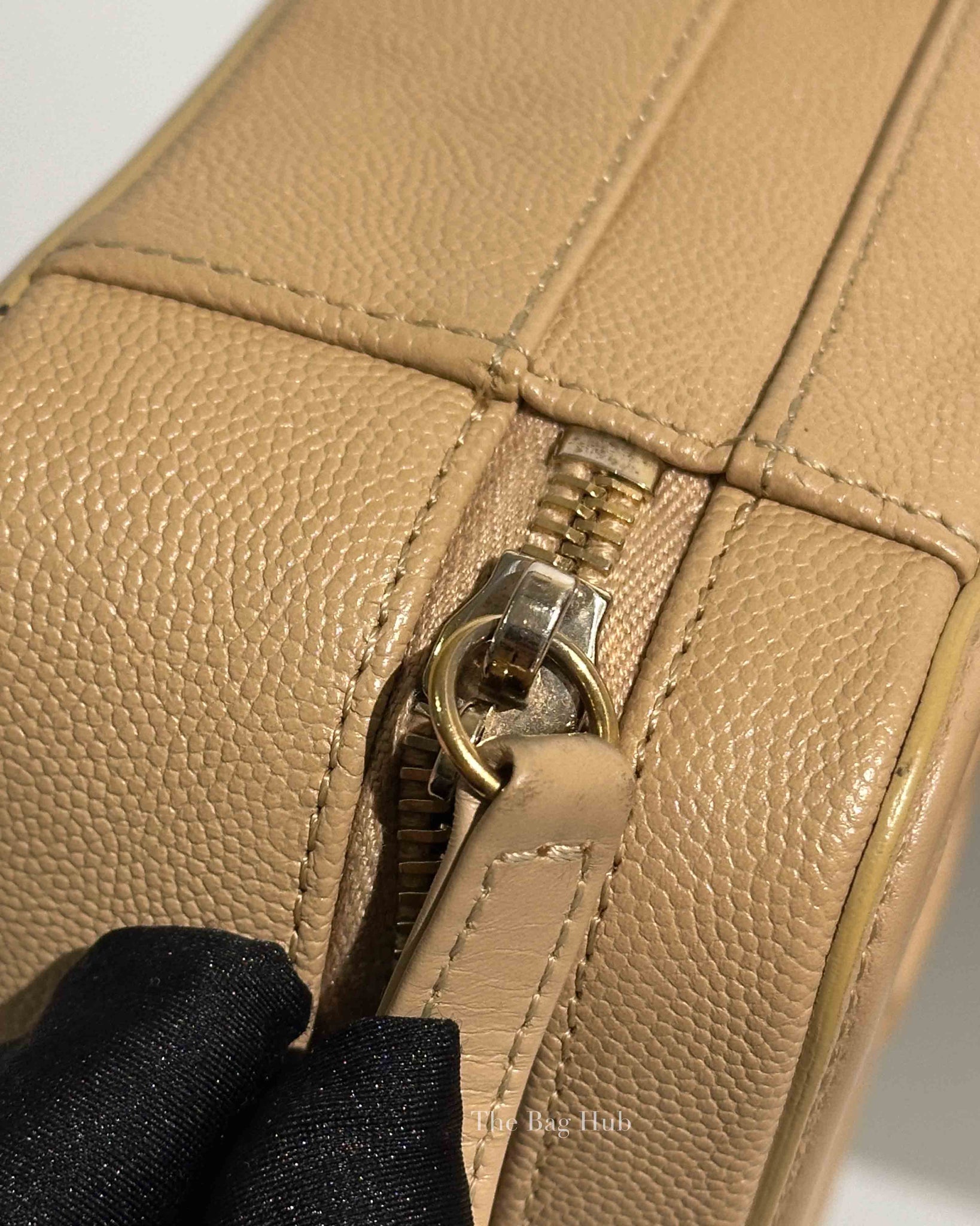 Chanel Beige Caviar Quilted Small CC Filigree Vanity Case GHW