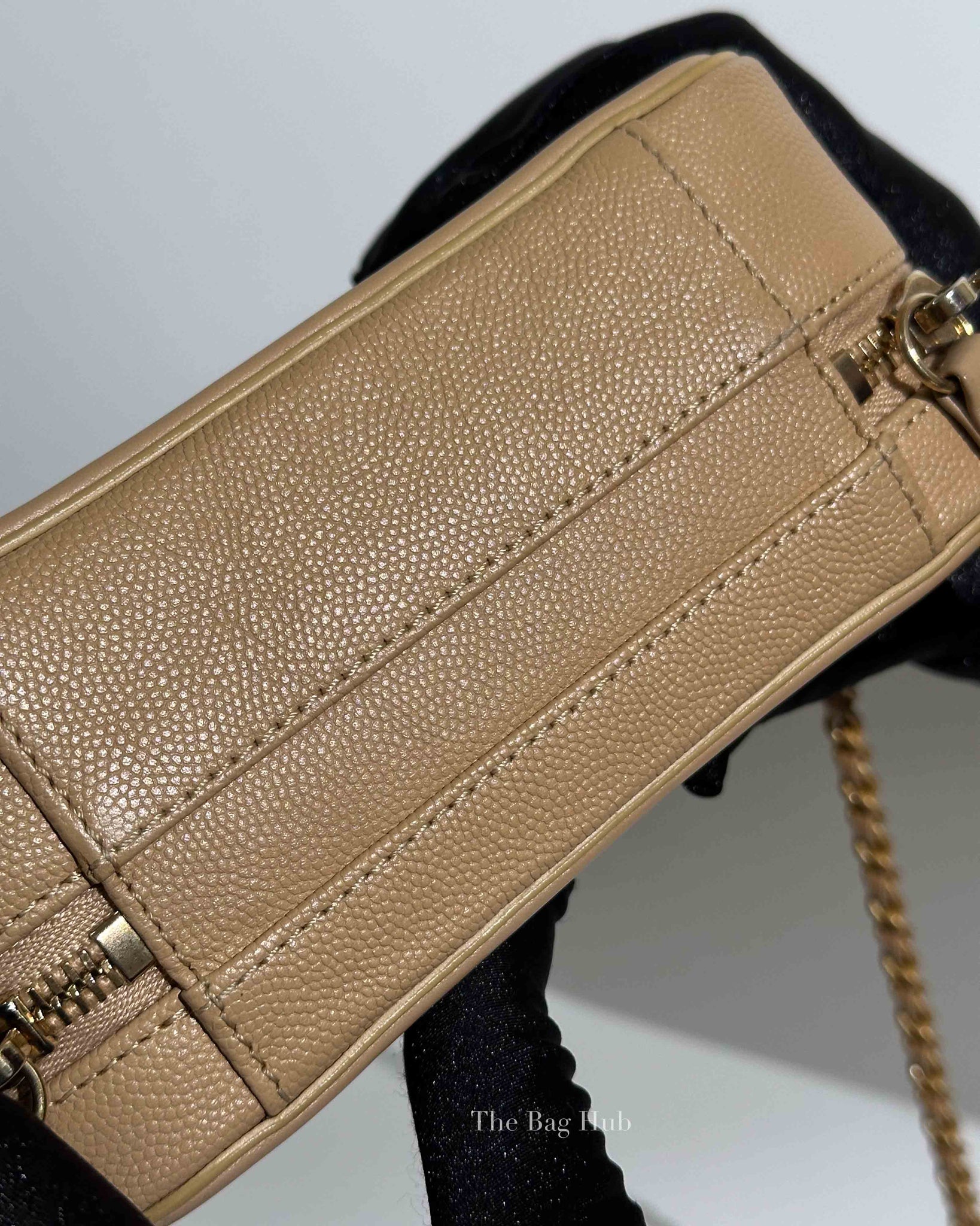 Chanel Beige Caviar Quilted Small CC Filigree Vanity Case GHW