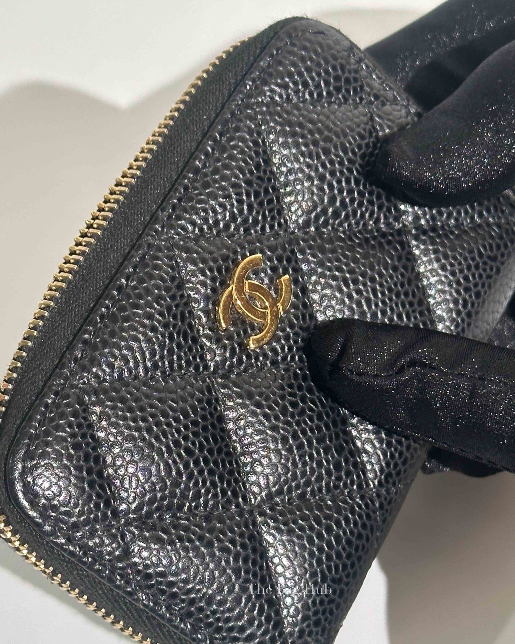 Chanel Black Caviar Quilted Classic Zipped Coin Purse GHW
