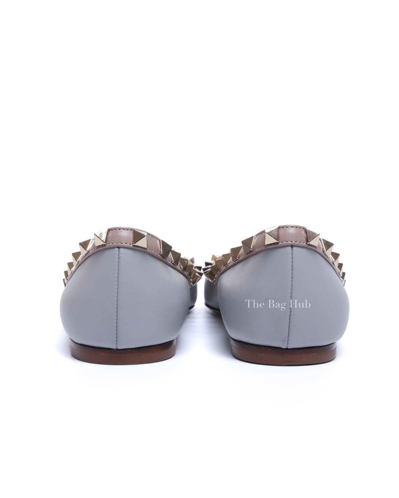 Valentino Blue/Beige Leather Rockstud Ballet Flats Size 36.5