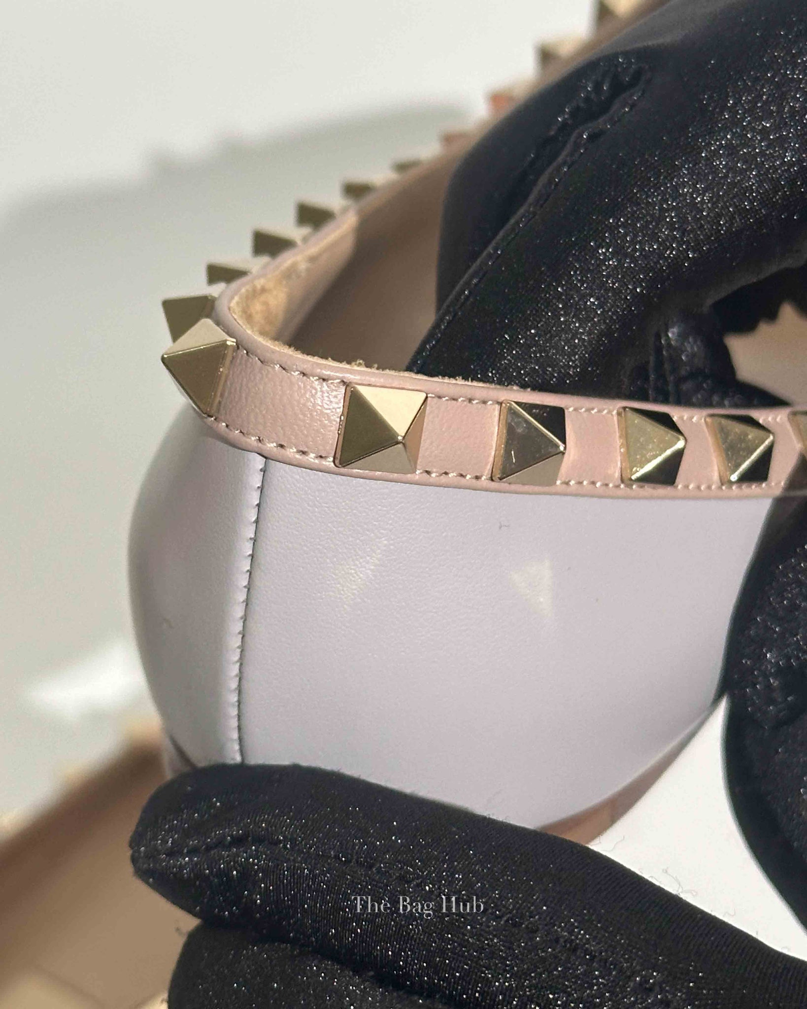 Valentino Blue/Beige Leather Rockstud Ballet Flats Size 36.5