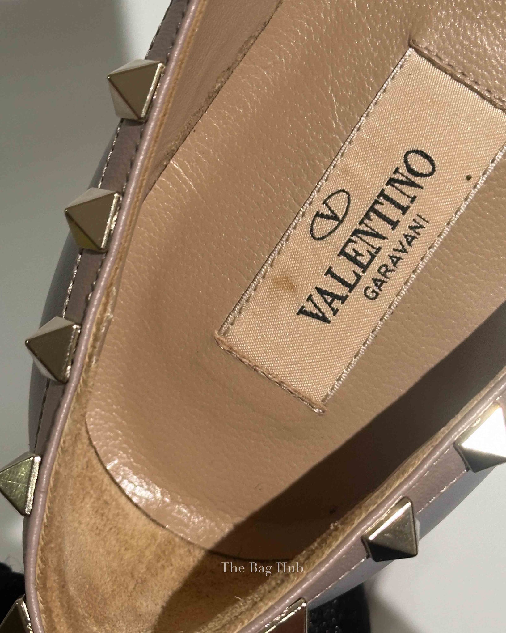 Valentino Blue/Beige Leather Rockstud Ballet Flats Size 36.5