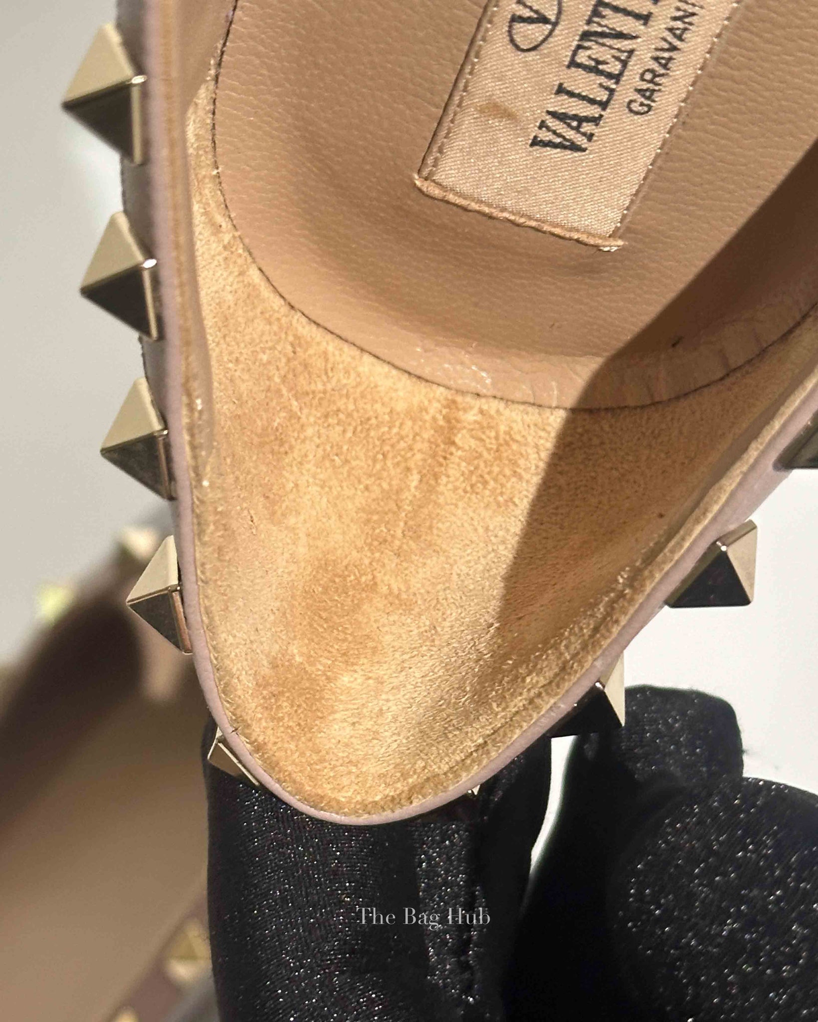 Valentino Blue/Beige Leather Rockstud Ballet Flats Size 36.5