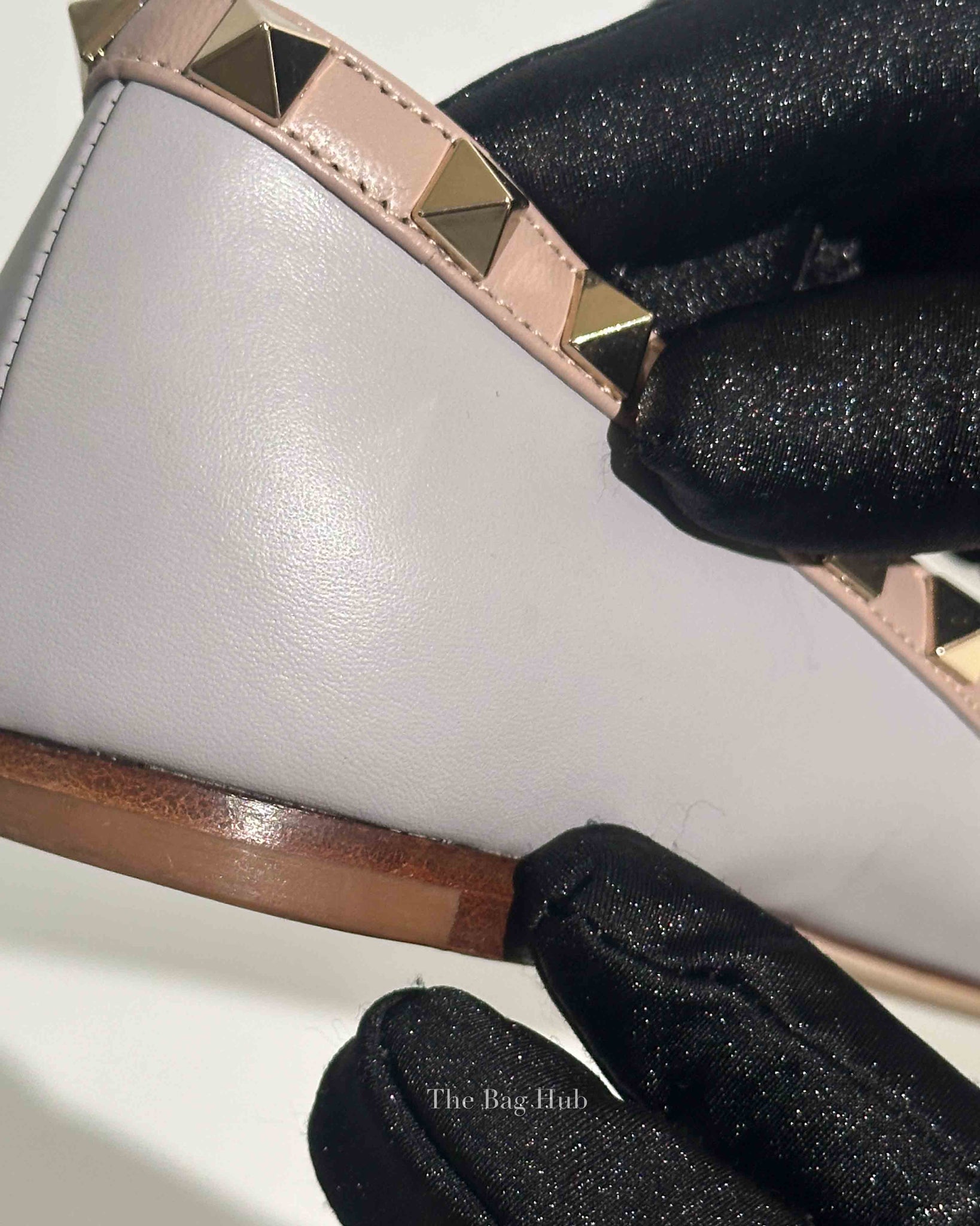 Valentino Blue/Beige Leather Rockstud Ballet Flats Size 36.5