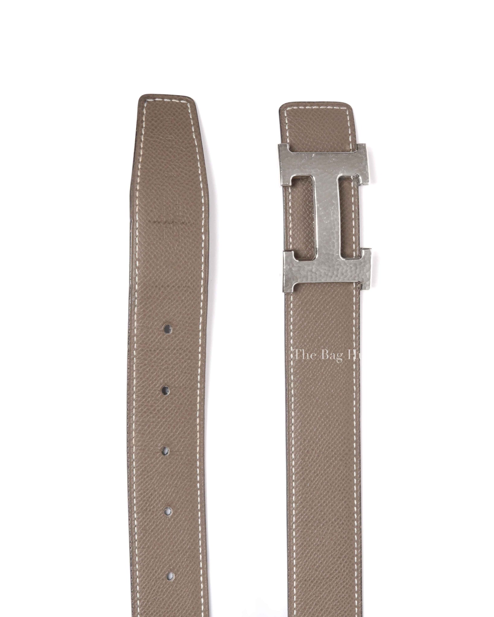 Hermes Etoupe/Noir Leather Reversible Constance Belt PHW 32mm