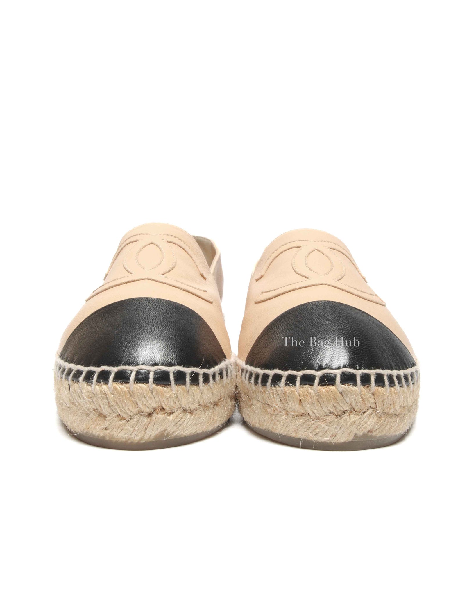 Chanel Black/Beige Lambskin CC Espadrilles Size 36C