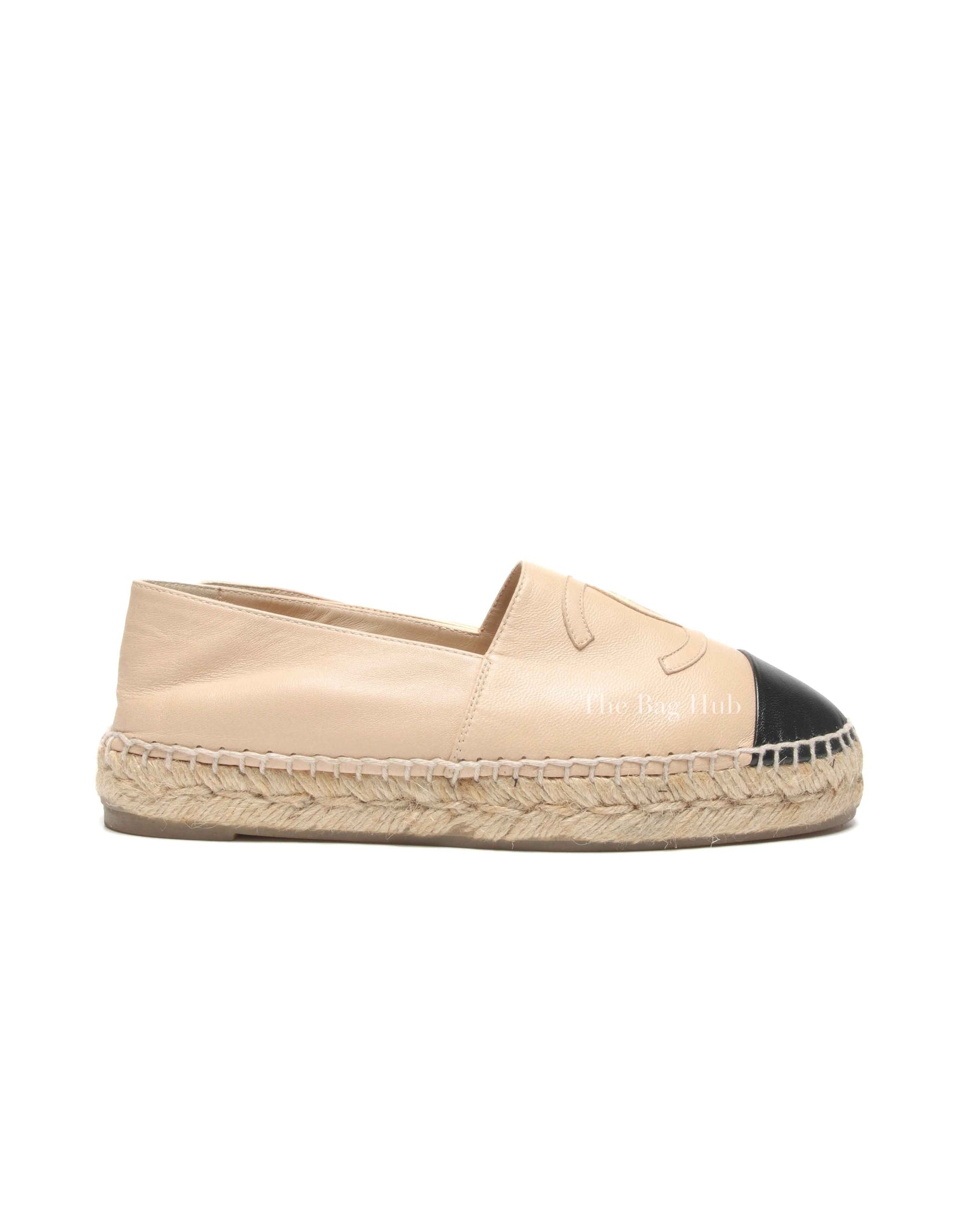 Chanel Black/Beige Lambskin CC Espadrilles Size 36C