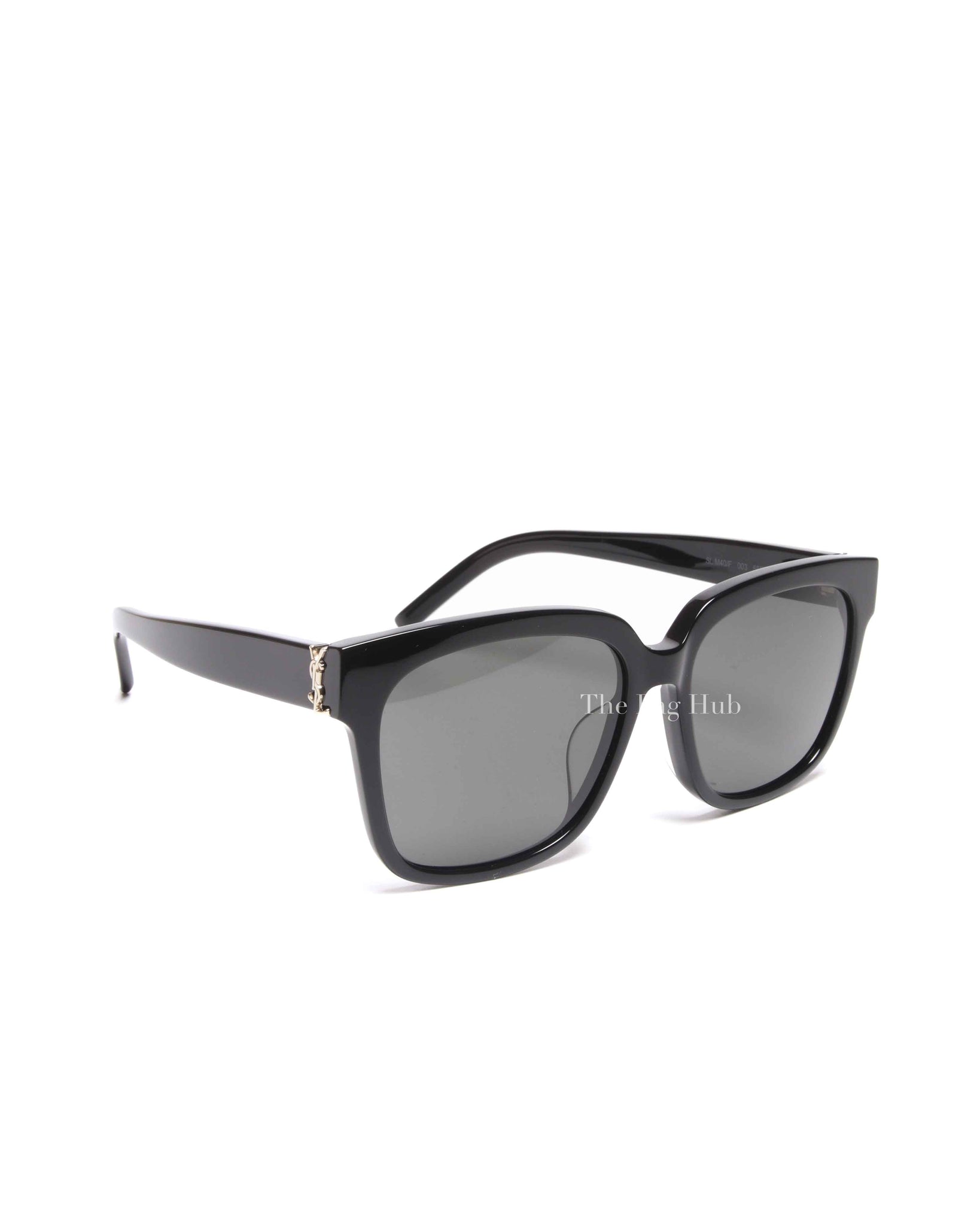 Saint Laurent Black Acetate Monogram SL M40 Square Framed Sunglasses