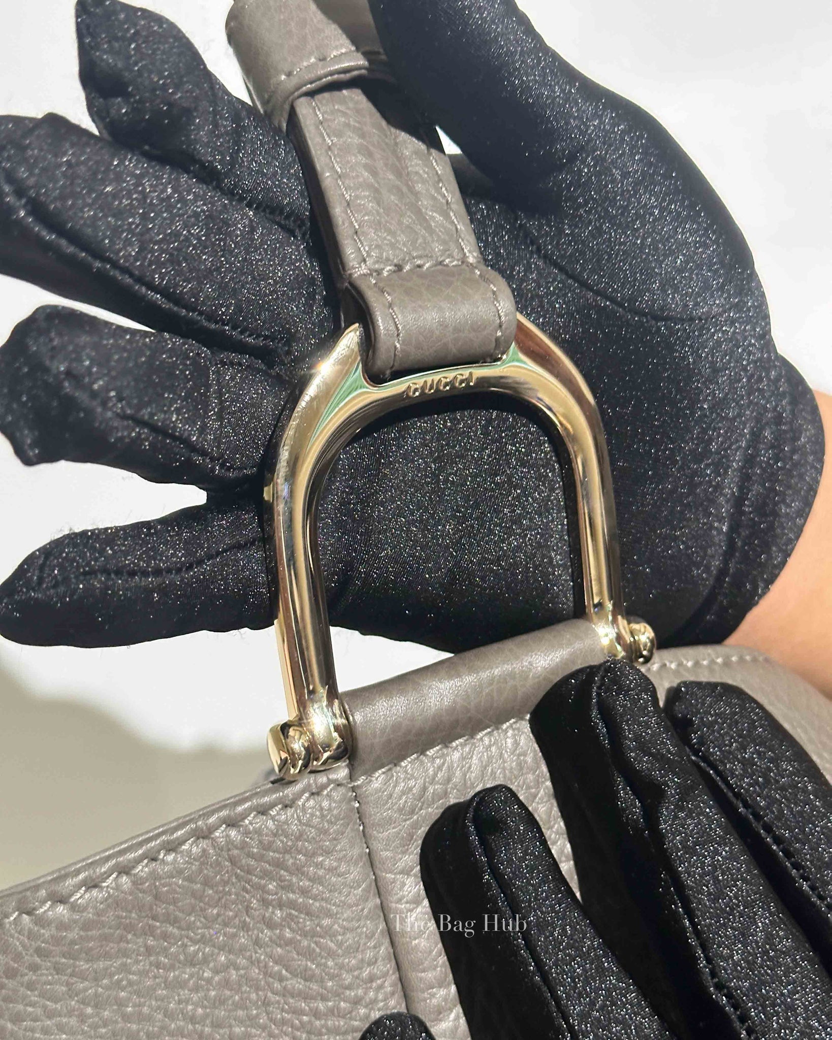 Gucci Gray Grained Calfskin Greenwich Large Tote Bag