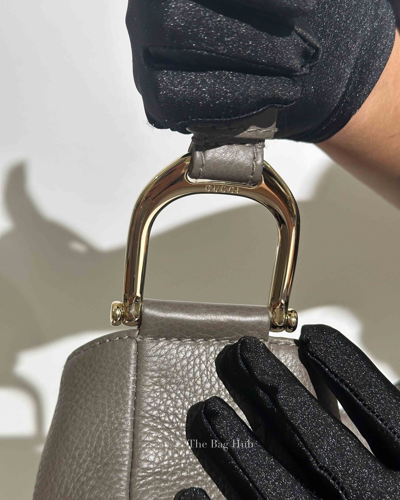 Gucci Gray Grained Calfskin Greenwich Large Tote Bag