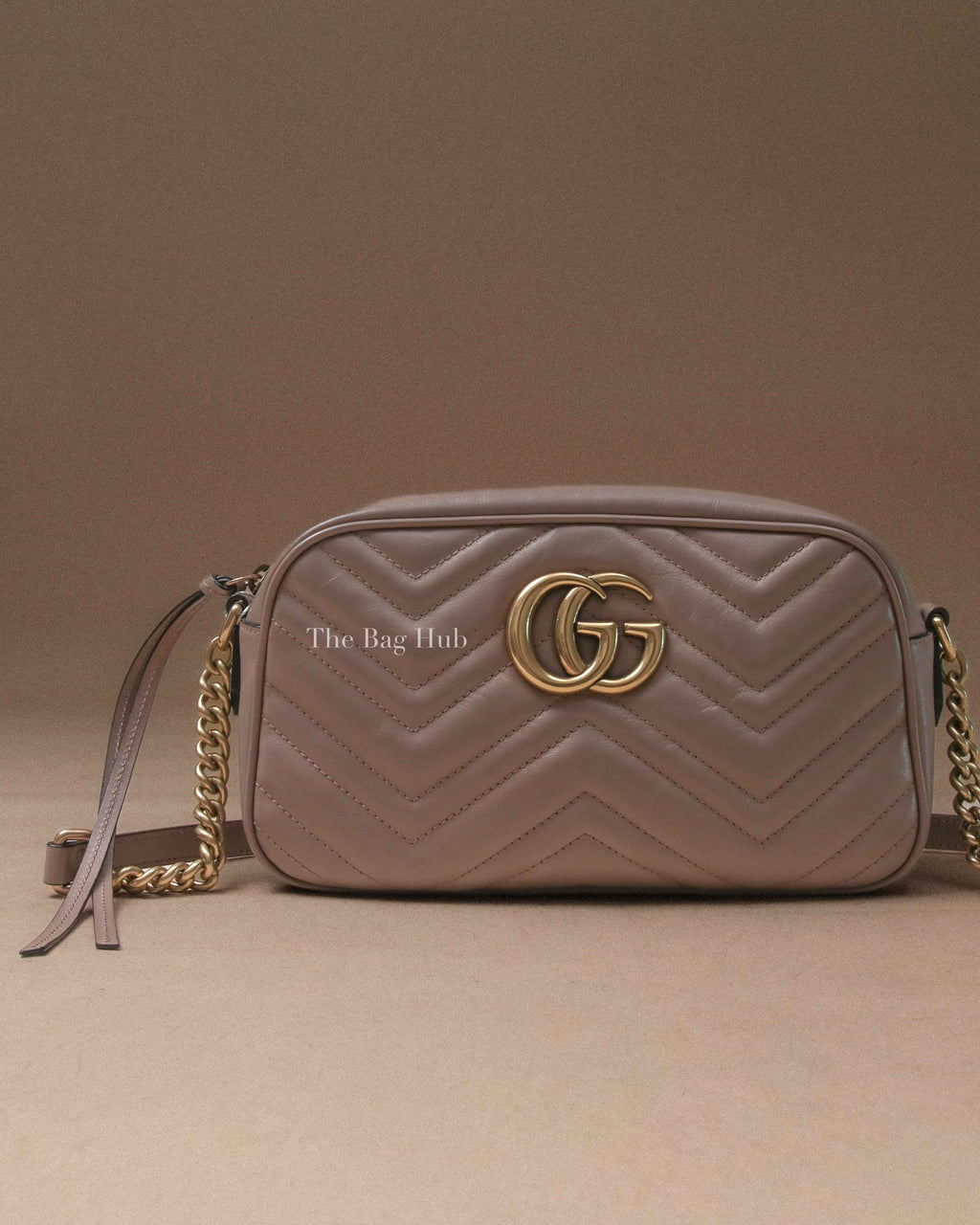 Gucci Beige Leather GG Marmont Small Camera Bag