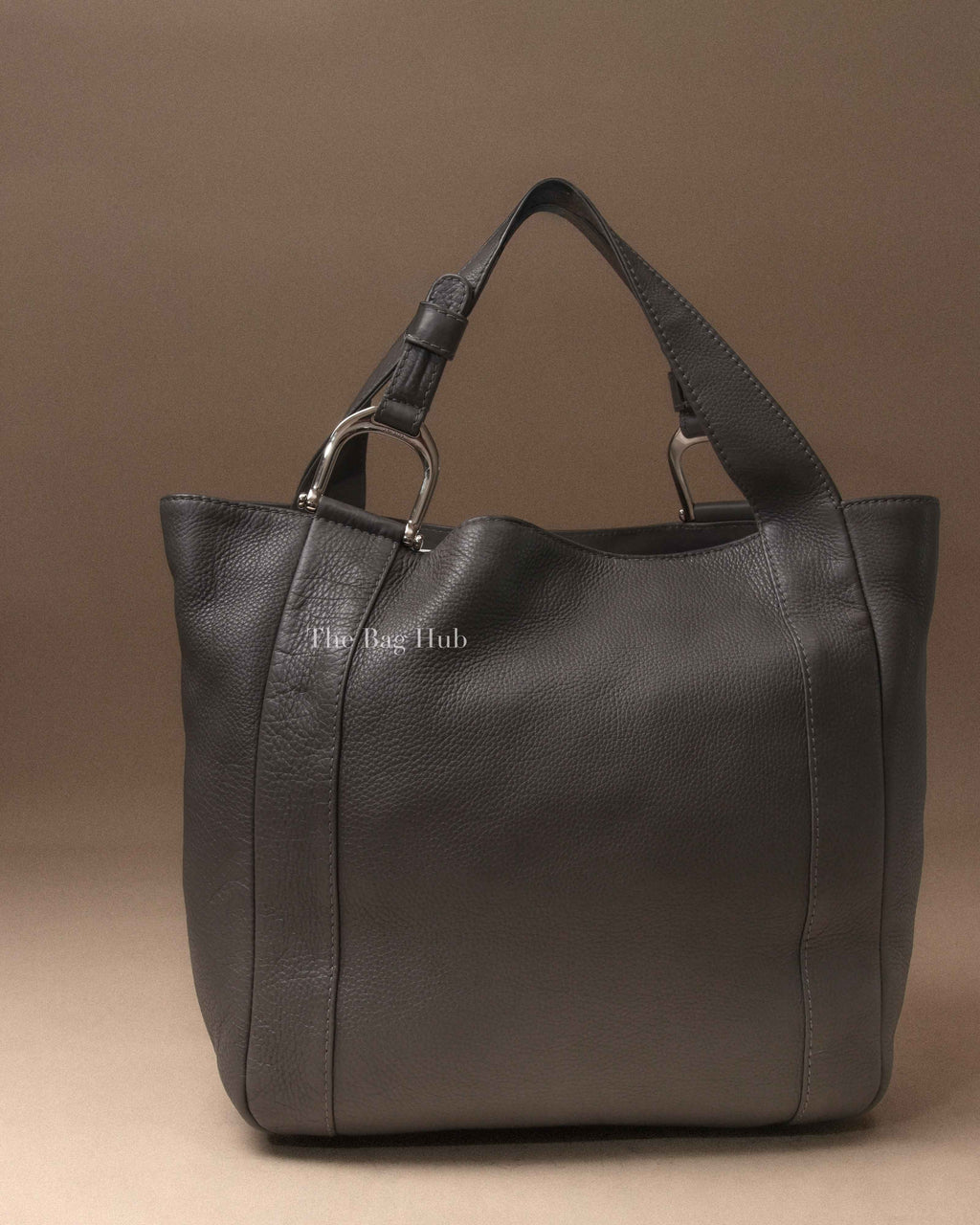 Gucci Gray Grained Calfskin Greenwich Large Tote Bag