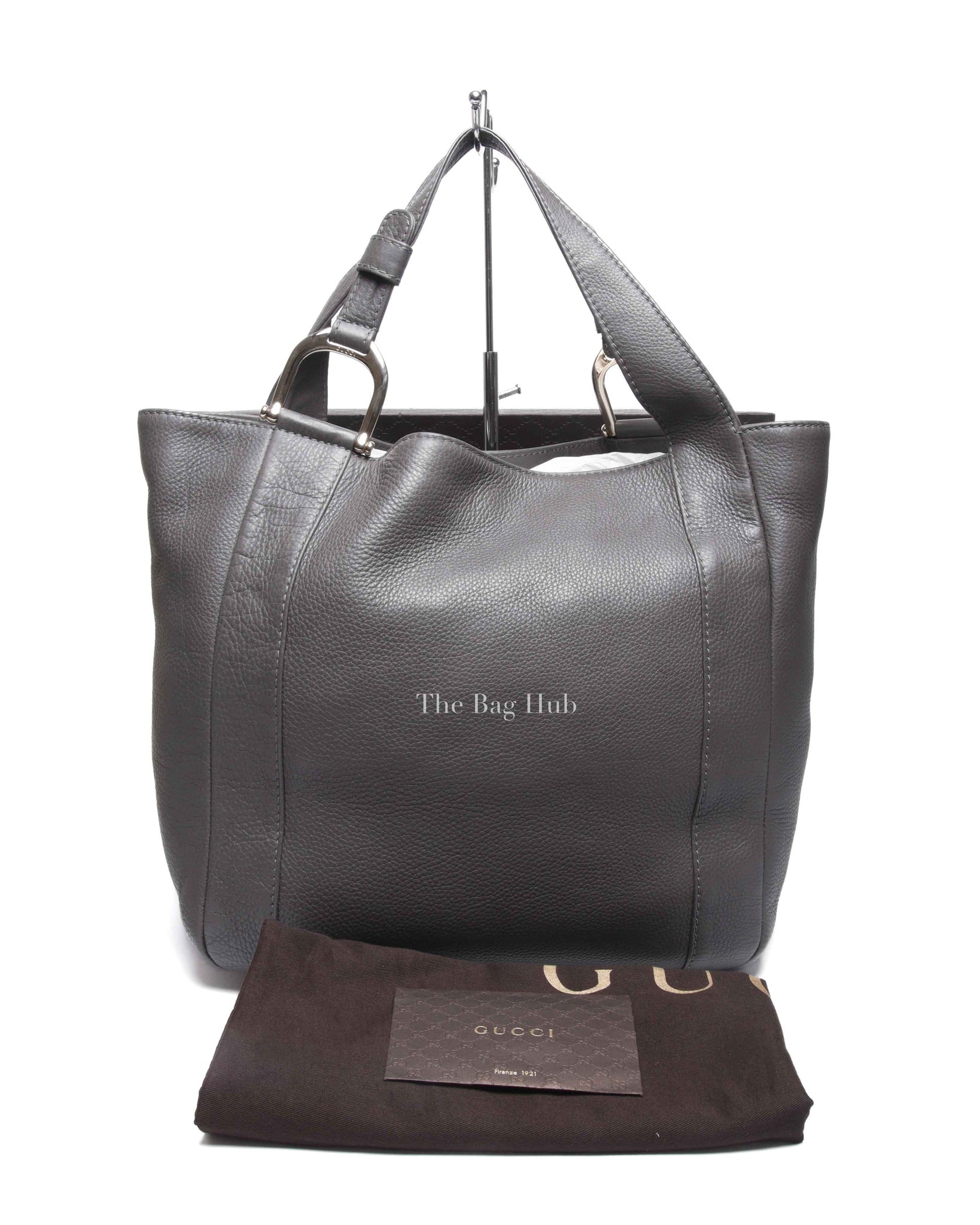 Gucci Gray Grained Calfskin Greenwich Large Tote Bag