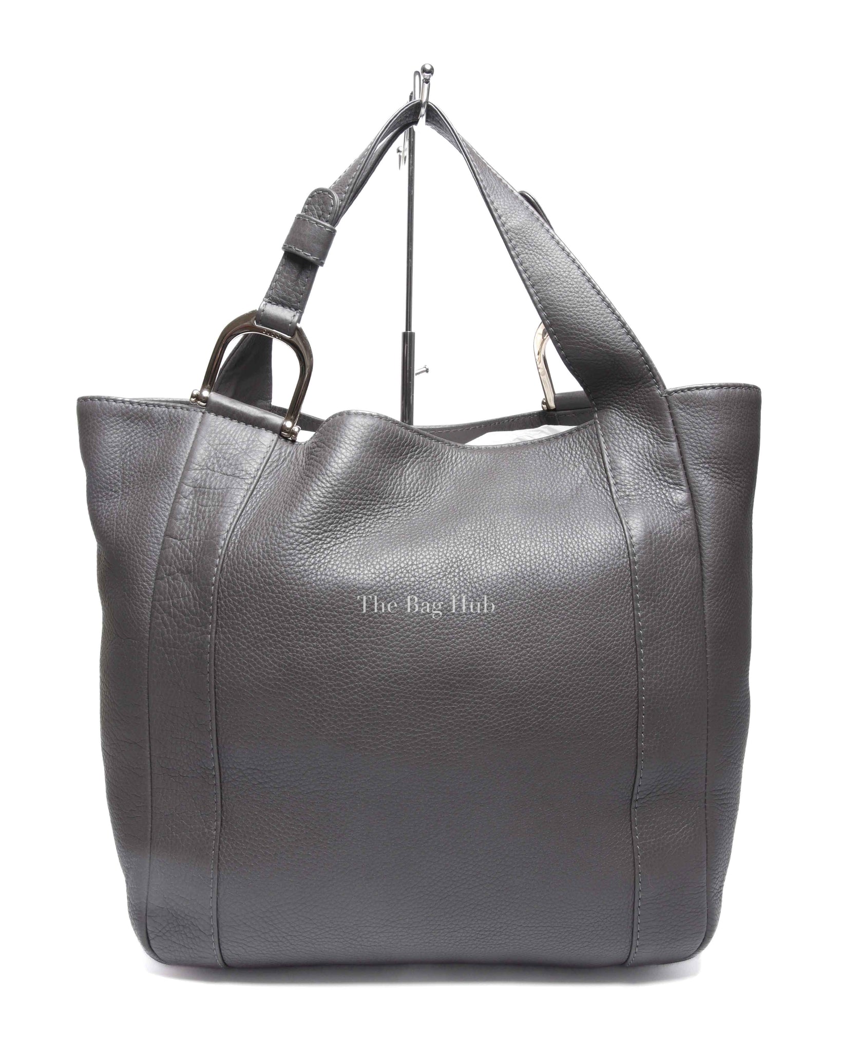 Gucci Gray Grained Calfskin Greenwich Large Tote Bag