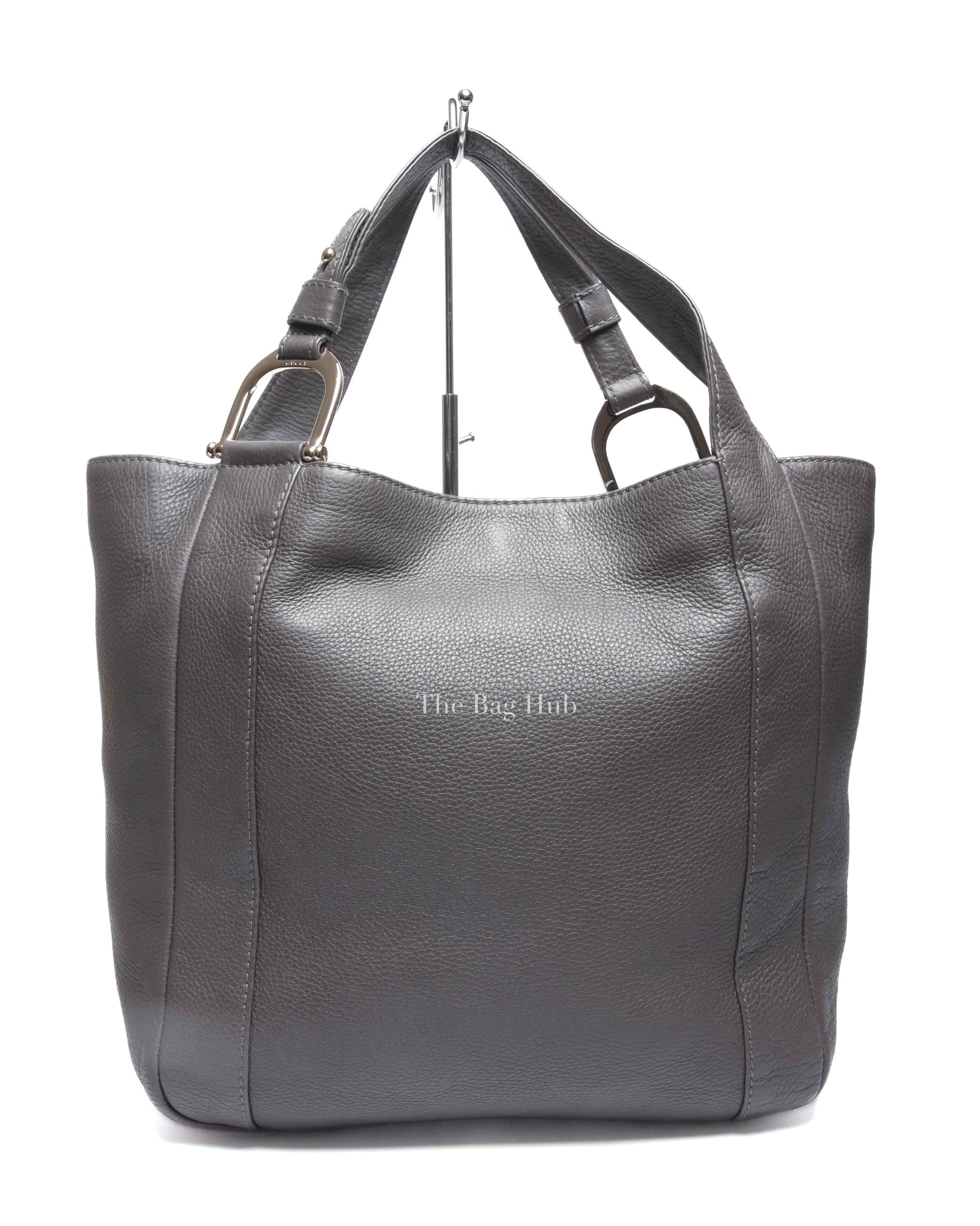 Gucci Gray Grained Calfskin Greenwich Large Tote Bag