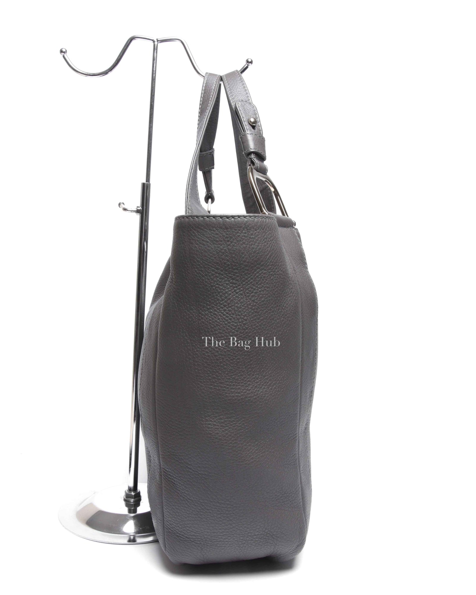 Gucci Gray Grained Calfskin Greenwich Large Tote Bag