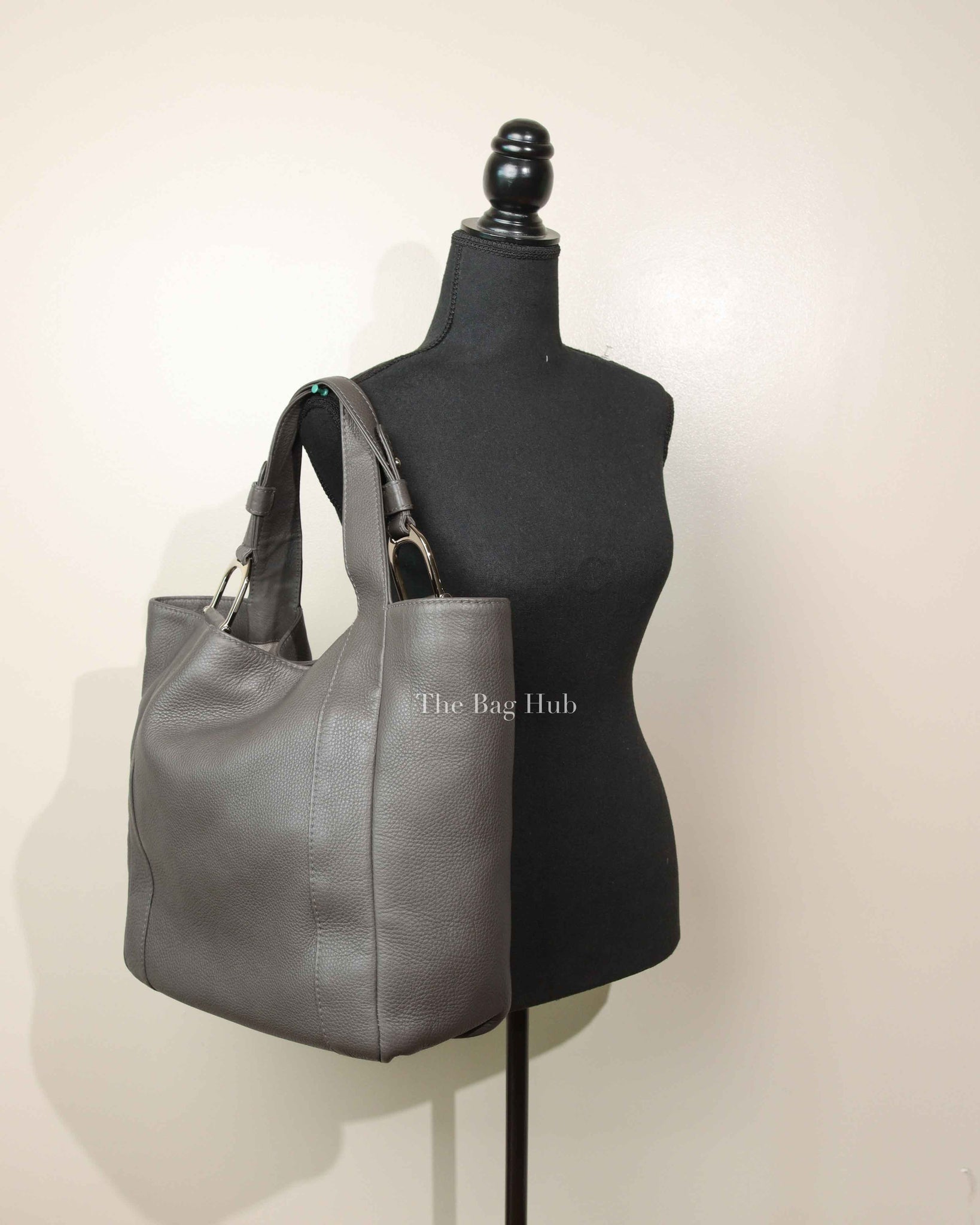 Gucci Gray Grained Calfskin Greenwich Large Tote Bag