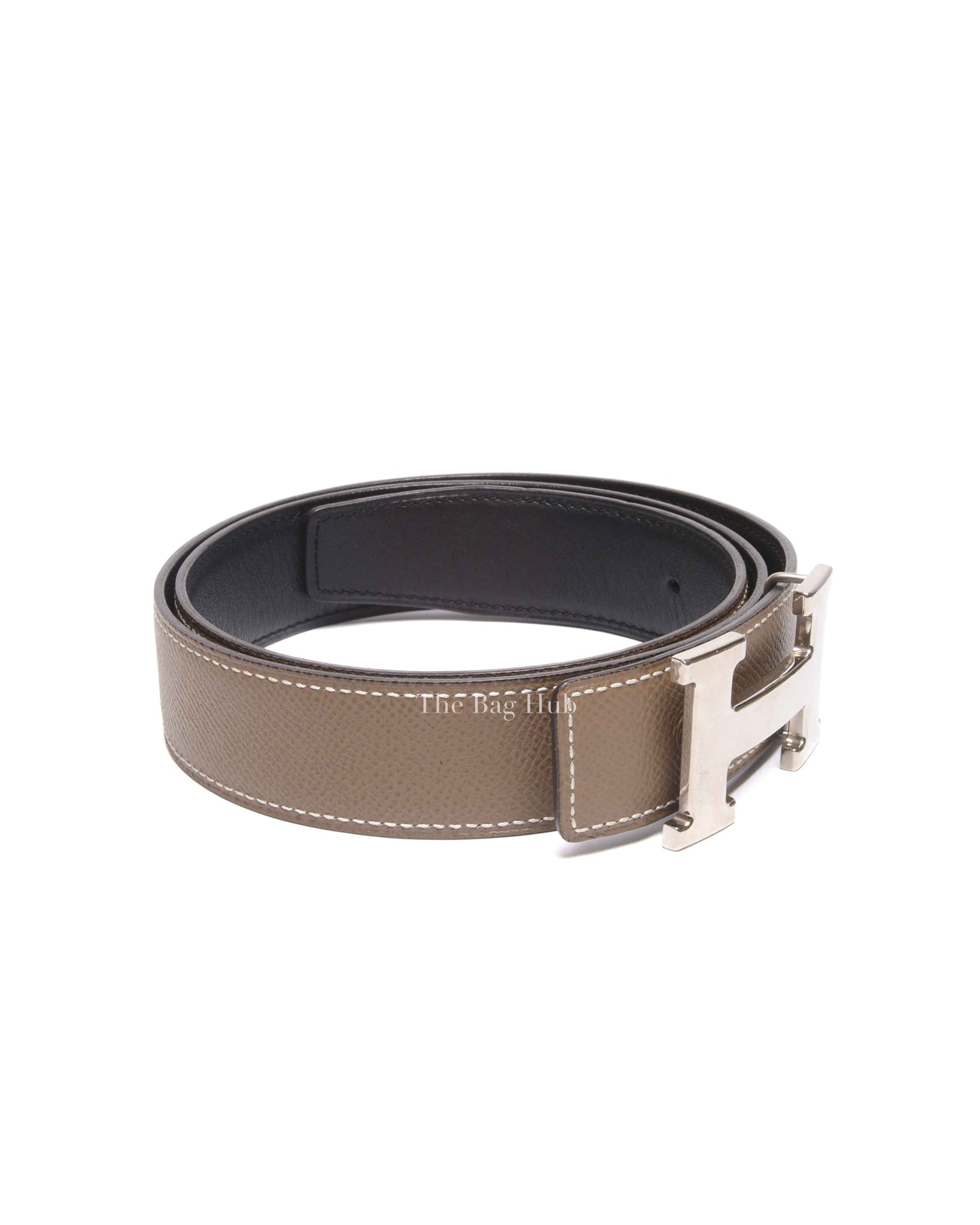 Hermes Etoupe/Noir Leather Reversible Constance Belt PHW 32mm