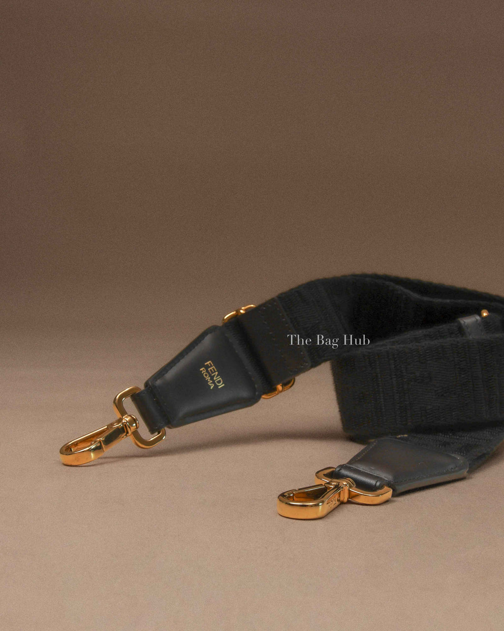 Fendi Black FF Jacquard Webbing Shoulder You Strap