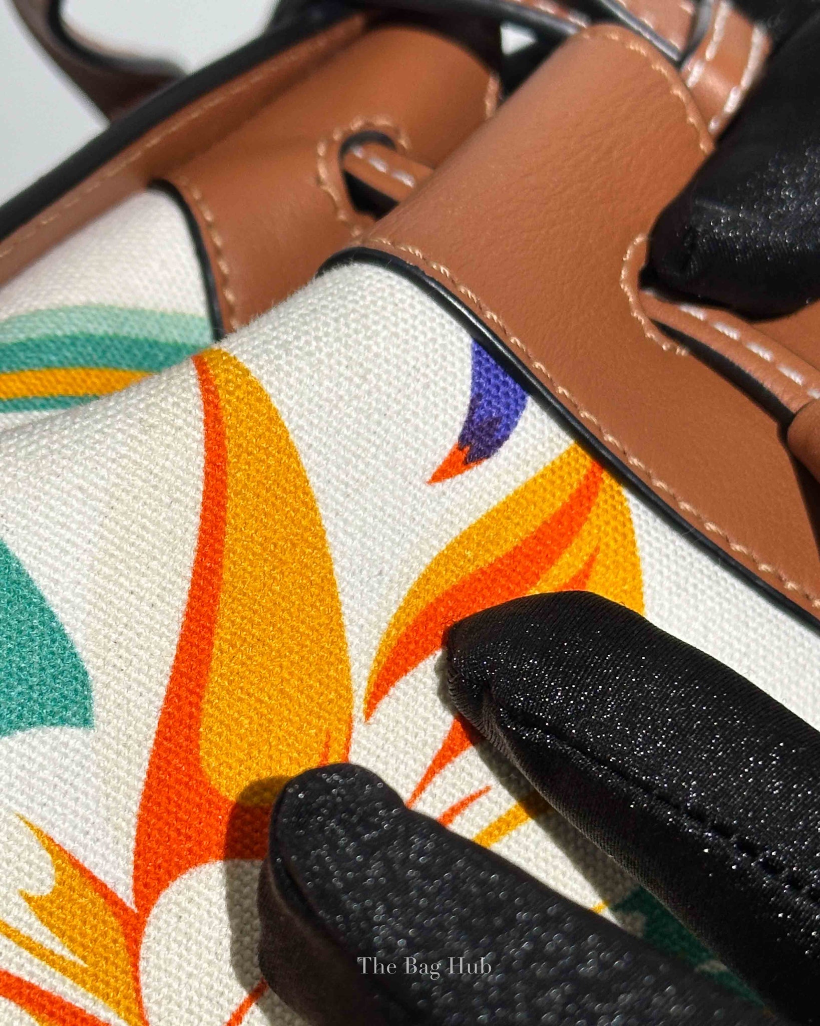 Loewe x Paula Ibiza Tan/Floral Print Leather Hammock Mini Bag